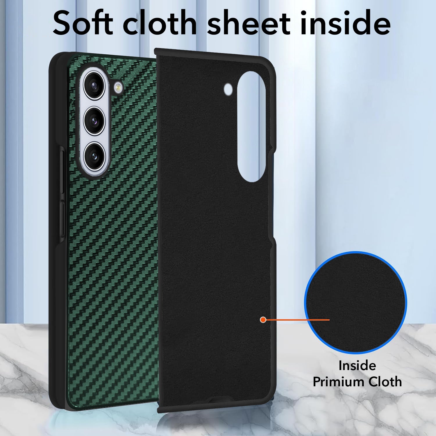 For Samsung Galaxy Z Fold 5 5G Back Flip Case Cover (Craft Printed Design | Hybrid Texture | Inside Microfiber Cloth)