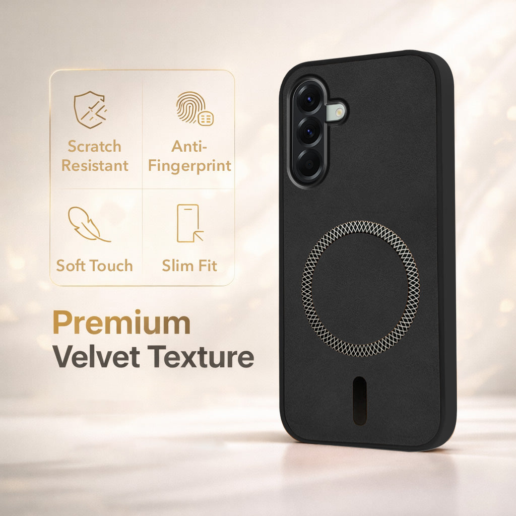 For Samsung Galaxy A56 Back Cover Case Leather Finish (MagSafe Compatible Wireless Charging | Soft Touch | Camera Bump Protection)