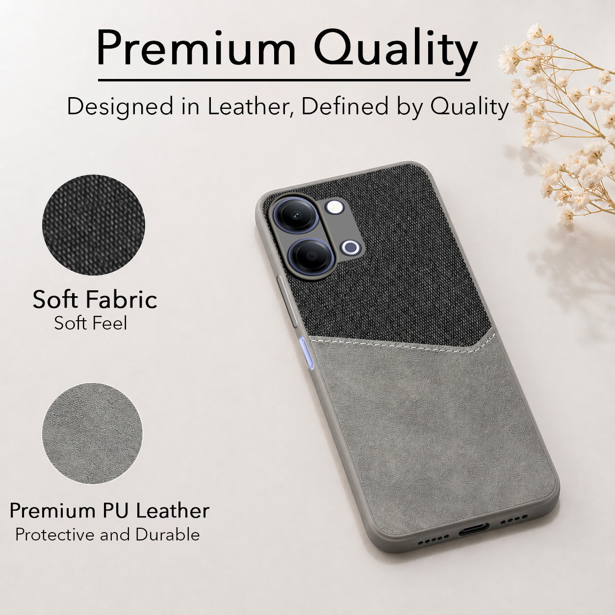 For Vivo Y05 4G Back Cover Case (Dual PU Leather Stitch | Professional Minimalist | Soft and Flexible)