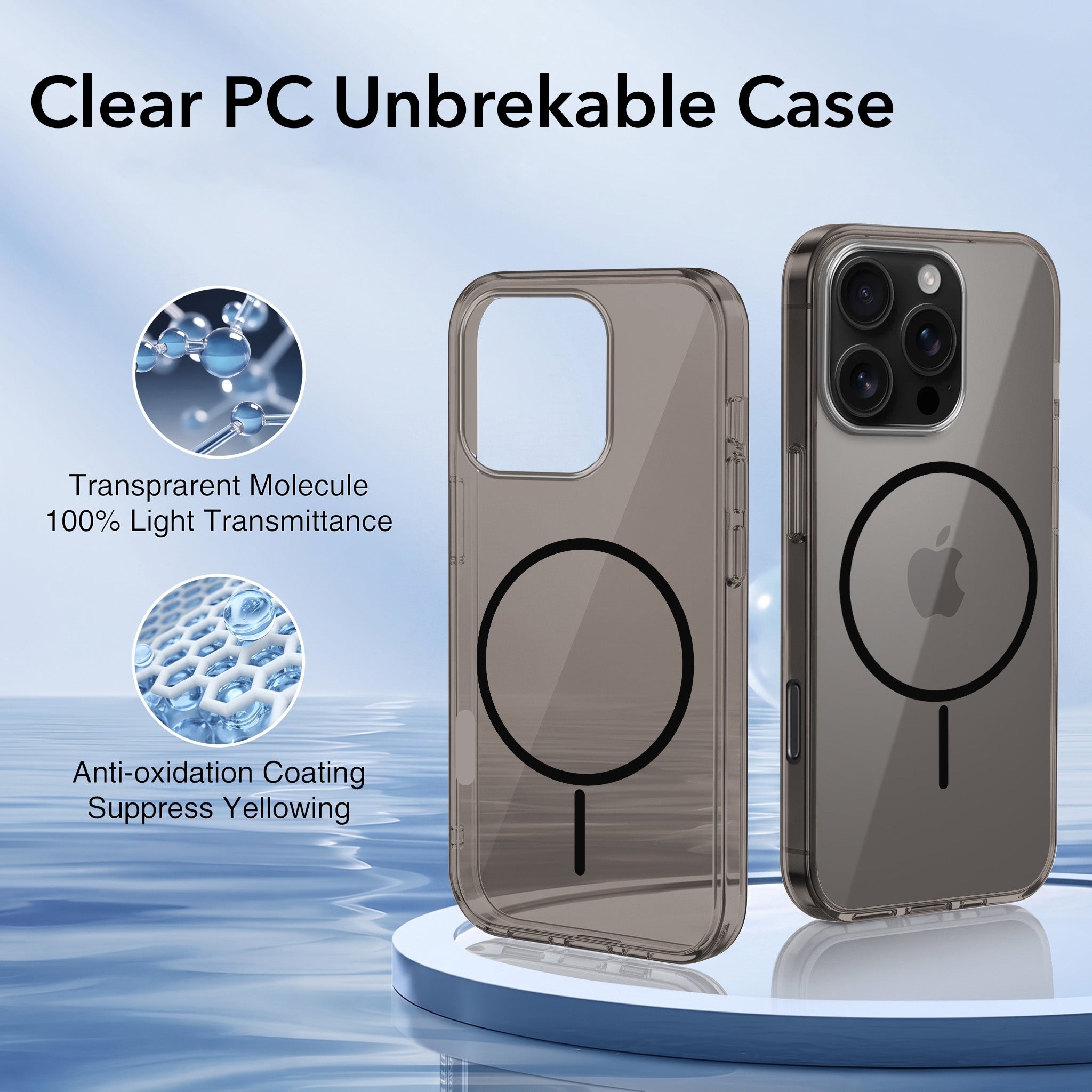 For Apple iPhone 16 Pro Back Case Cover Crystal Anti Yellow (Unbreakable PC | MagSafe Wireless Charging Support |Camera Protection Bump)