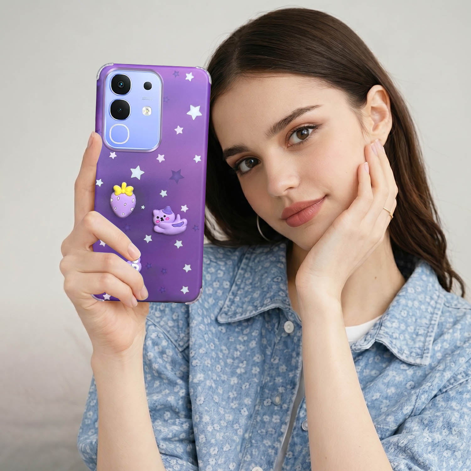 For Vivo iQOO Z10x Back Cover Case (3D Cute Cartoons | Hard Back Side Soft | Matte Premium Finish | HD Printing)