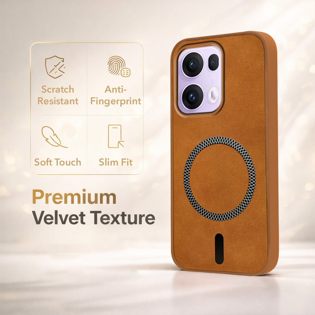 For Oppo Reno13 Pro | Oppo Reno 13 Pro Back Cover Case Leather Finish (MagSafe Compatible Wireless Charging | Soft Touch | Camera Bump Protection)