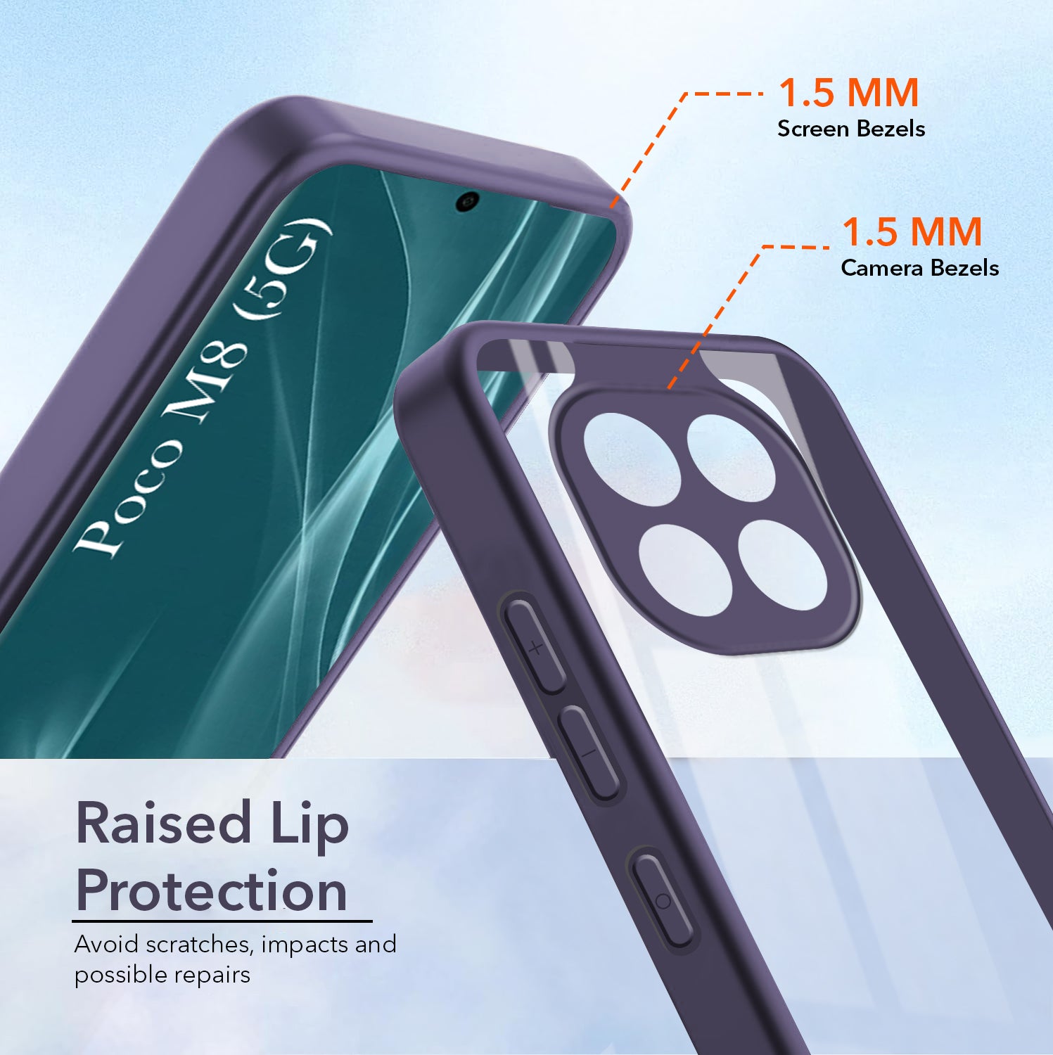 For Poco M8 5G Back Cover Case Ultra-Hybrid(Lifetime Anti Yellow | Anti Scratch | Crystal Clear Shockproof)