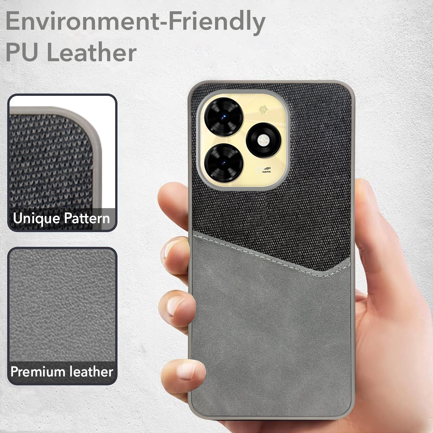 For Tecno Spark 20C Back Cover Case (Dual PU Leather Stitch | Professional Minimalist | Soft and Flexible)
