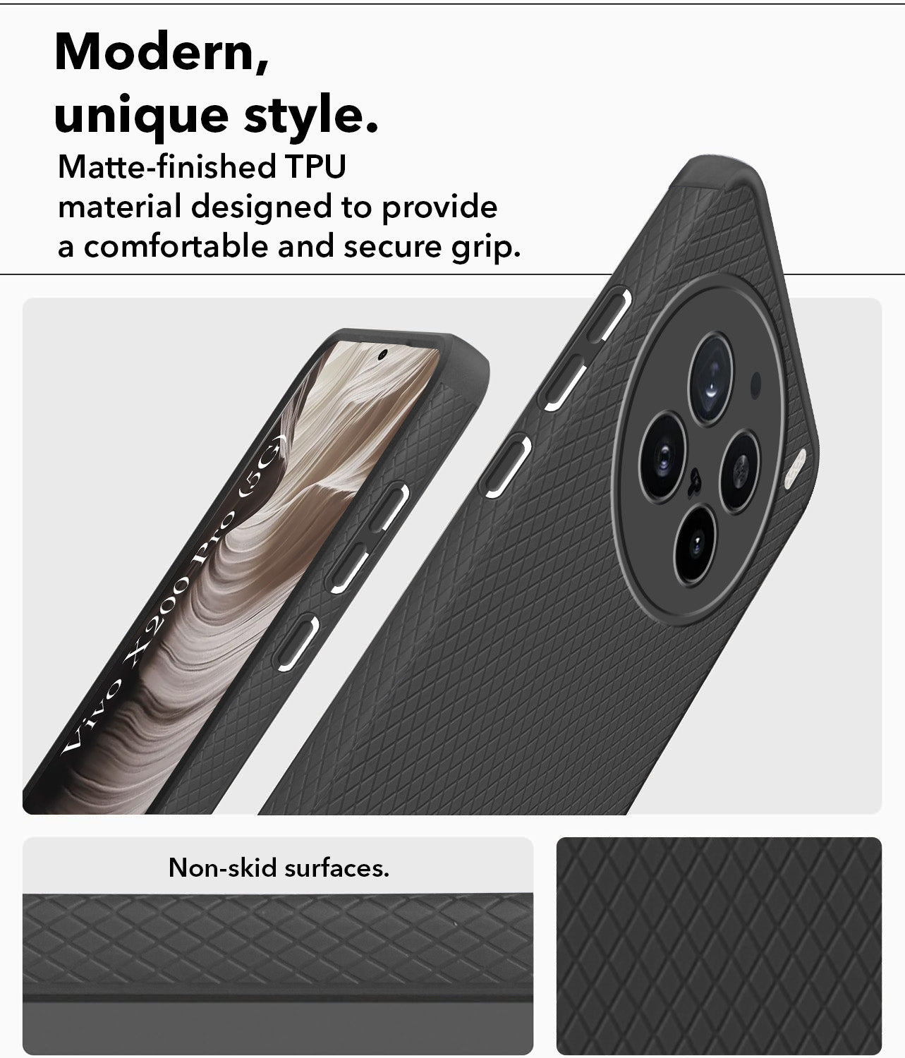 For Vivo X200 Pro 5G  Back Cover Case (Liquid Silicone | Side Grip | Camera Protection)