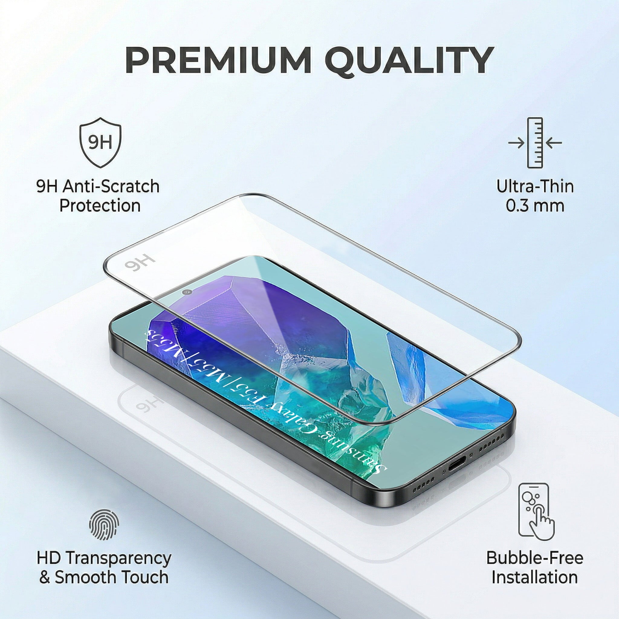For Samsung Galaxy M55 5G | F55 5G | M55s 5G Combo with Back Cover and 9H Tempered Glass (Liquid Silicone | Camera Protection | Oleophobic Coating Screen Glass)