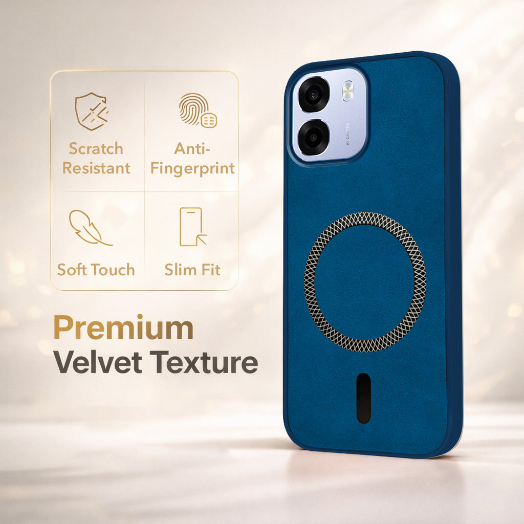 For Oppo A6 5G | Oppo K14 5G Back Cover Case Leather Finish (MagSafe Compatible Wireless Charging | Soft Touch | Camera Bump Protection)