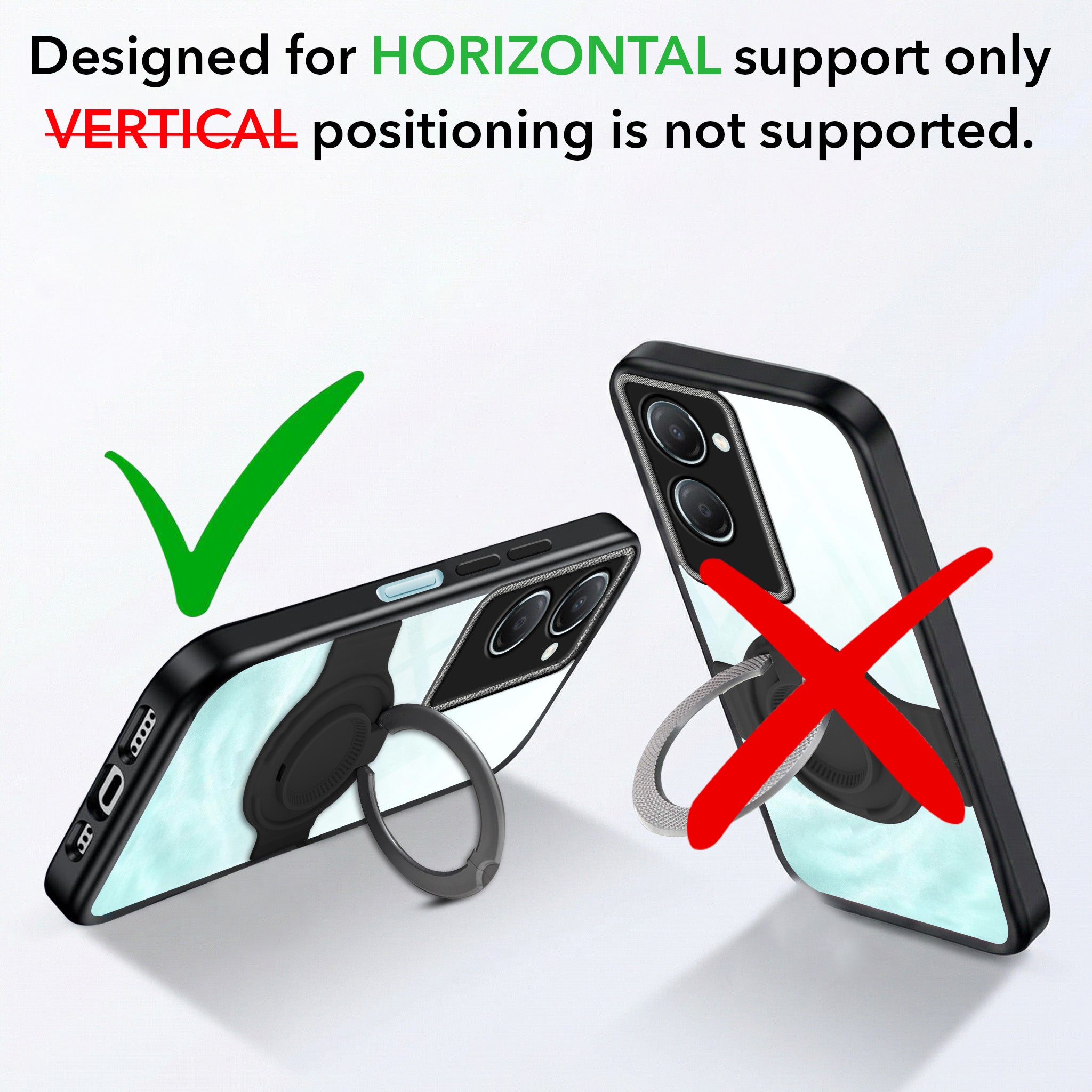 For Vivo iQOO Z9 Lite Back Cover Case with stand (Built-in Ring Holder Kickstand | Lifetime Anti Yellow | Camera Protection)