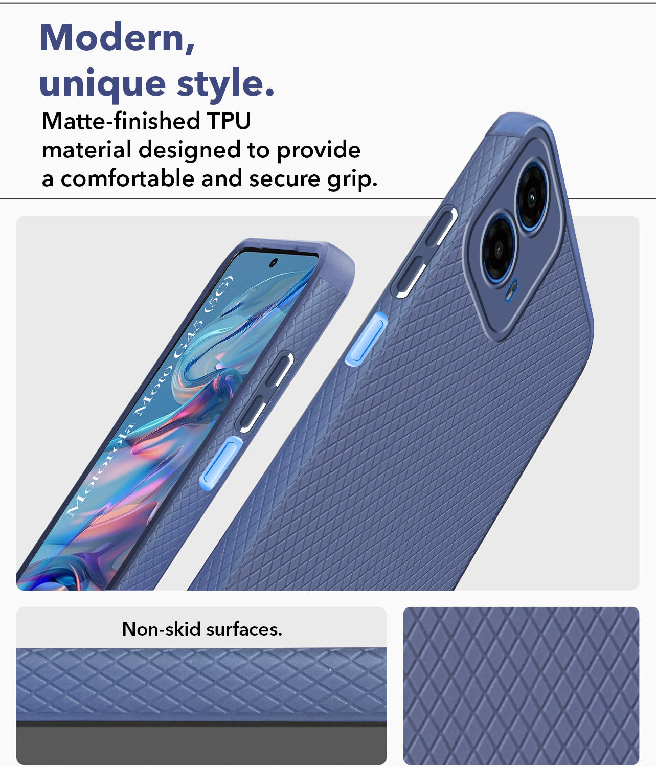 For Motorola Moto G45 Back Cover Case Liquid Silicone (Camera Protection | Side Grip Texture | Soft and Flexible)