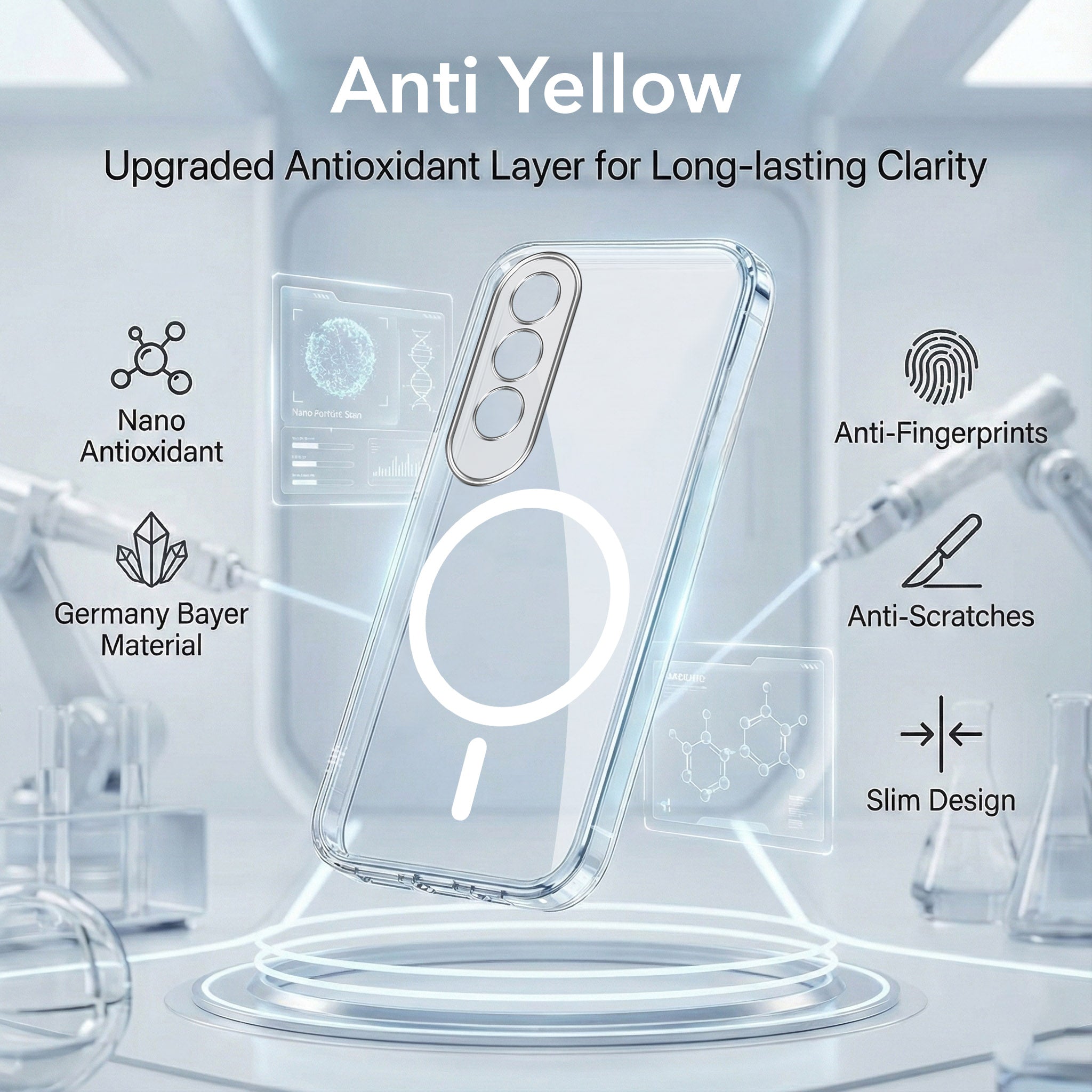For Oneplus Nord CE 4 Back Cover Case Lifetime Anti-Yellow MagSafe Compatible Clear (Sleek Hard Crystal | Shockproof and Camera Protection)