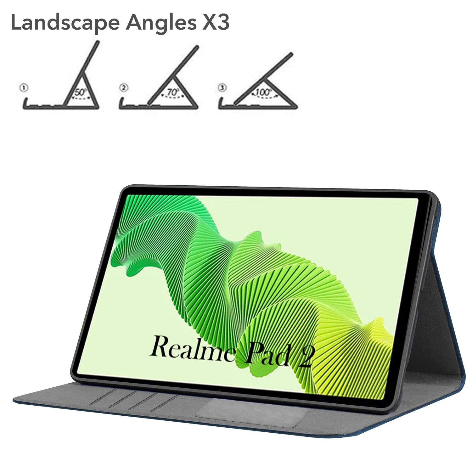 For Flip Case Folio Cover Realme Pad 2 10 Inch (PU Leather | Multi-Angle Smart Stand | Card Storage Slots | Silicone Back Pouch)