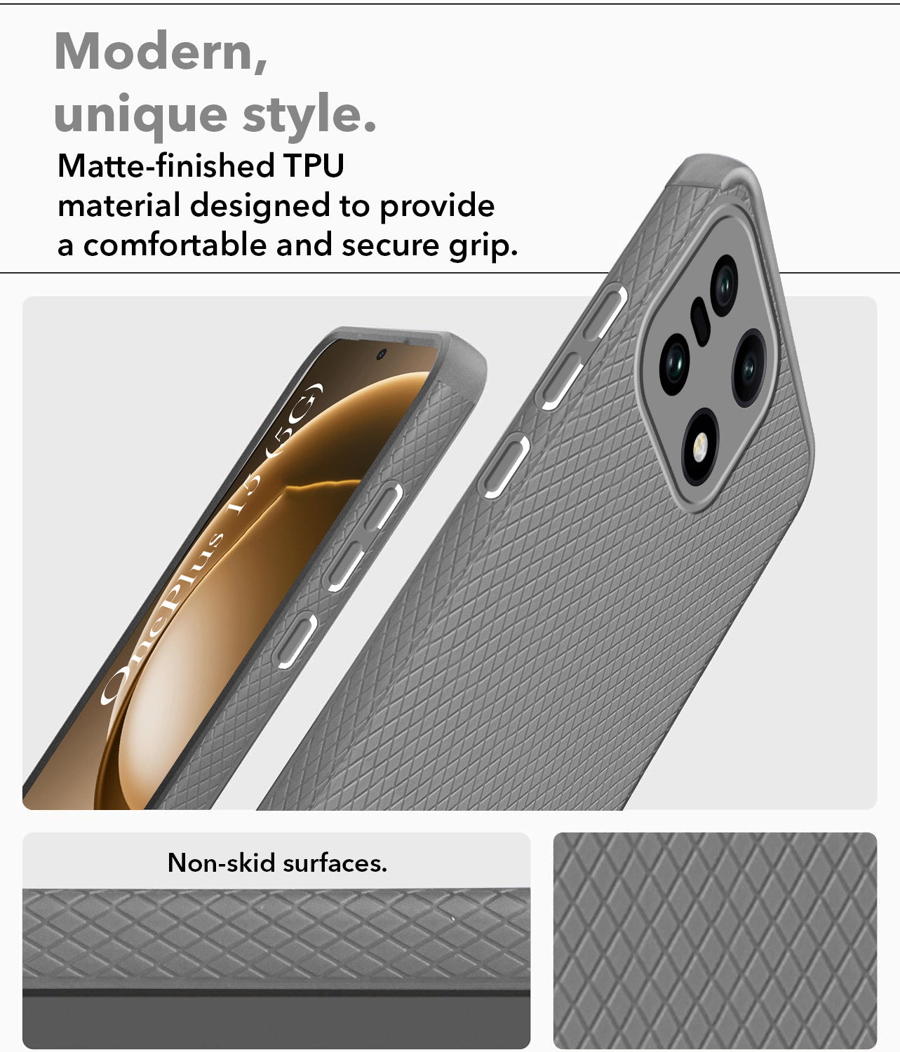For OnePlus 15 5G Liquid Silicone Back Cover Case (Camera Protection | Side Grip Texture | Soft and Flexible)