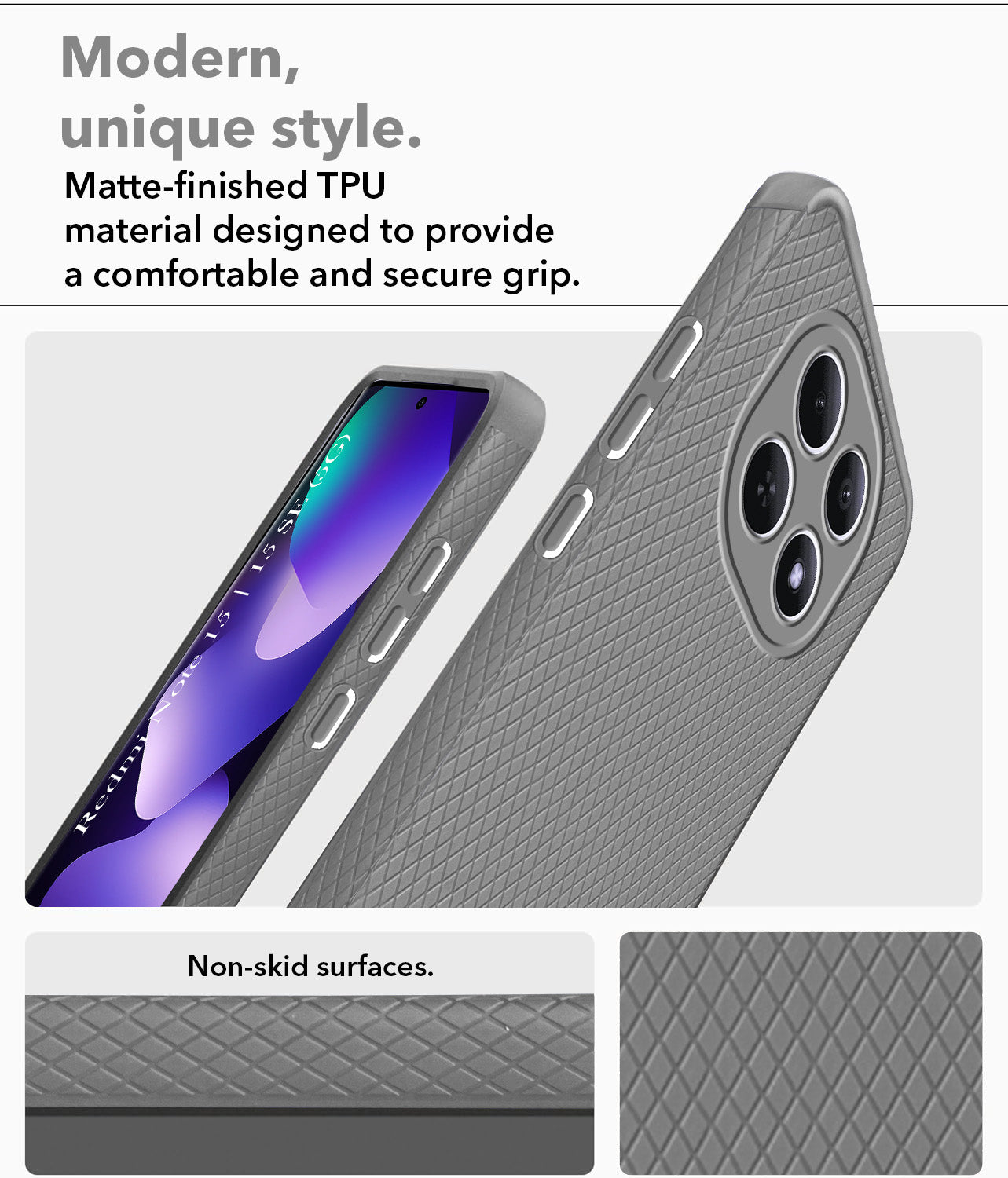 For Redmi note 15 | Redmi note 15 SE (5G) Back Cover Case Liquid Silicone (Camera Protection | Side Grip Texture | Soft and Flexible)