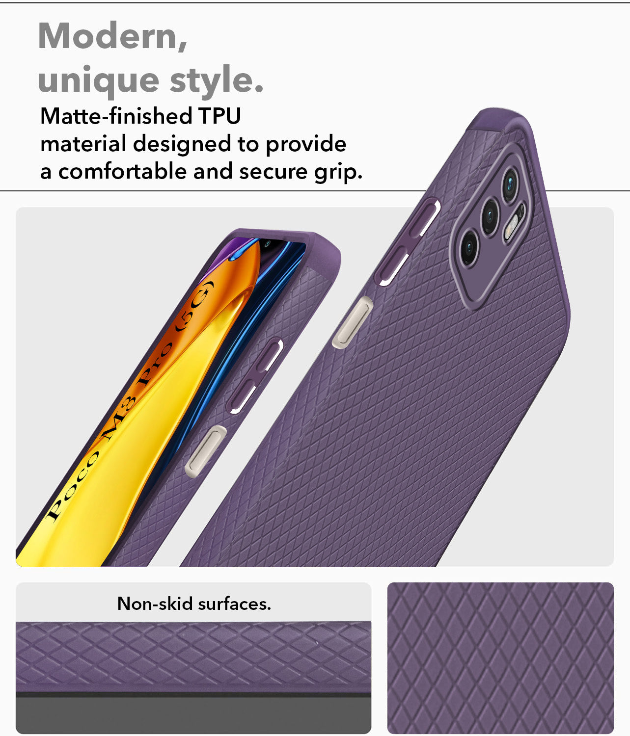For Poco M3 Pro 5G Back Cover Case Liquid Silicone (Camera Protection | Side Grip Texture | Soft and Flexible)