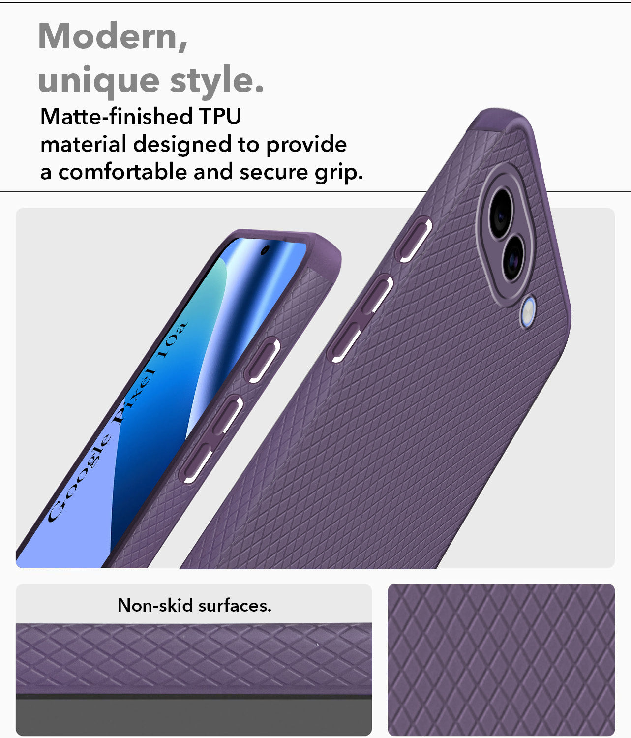 For Google Pixel 10a Back Cover Case Liquid Silicone (Camera Protection | Side Grip Texture | Soft and Flexible)