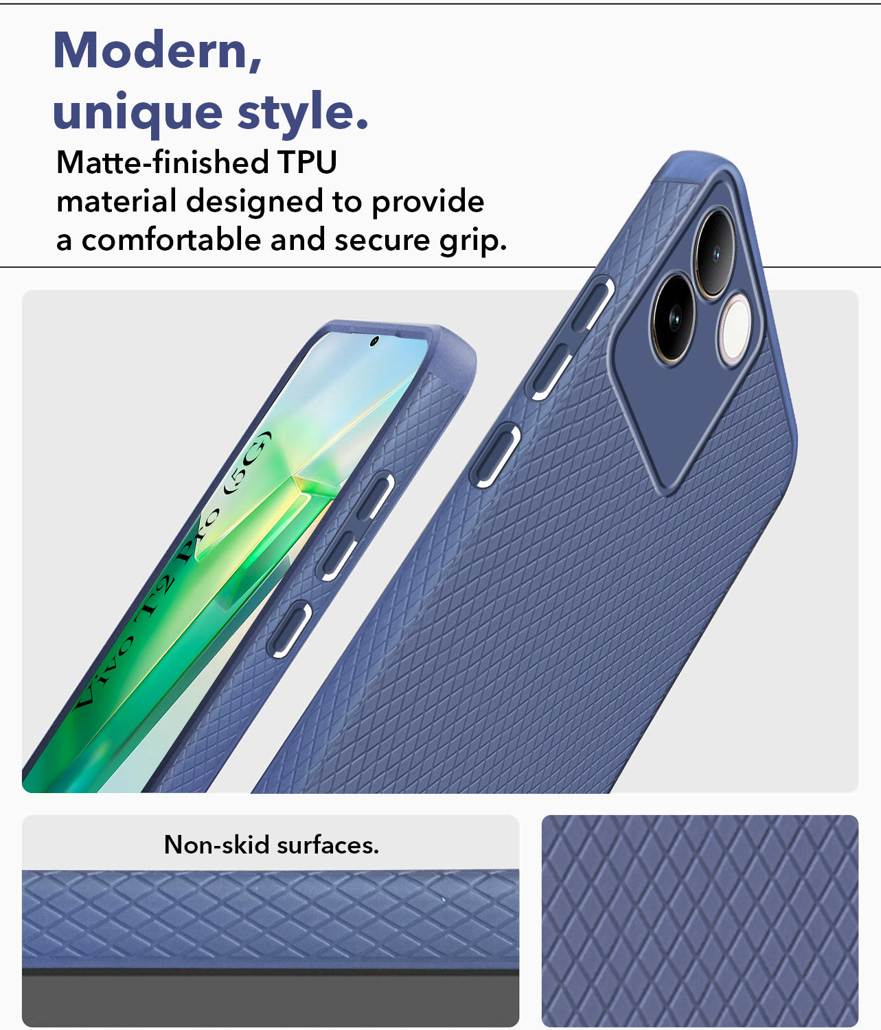 For Vivo T2 Pro Back Cover Case (Liquid Silicone | Side Grip | Camera Protection)