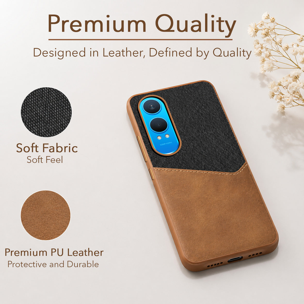 For OnePlus Nord CE 4 Lite Back Cover Case (Dual PU Leather Stitch | Professional Minimalist | Soft and Flexible)