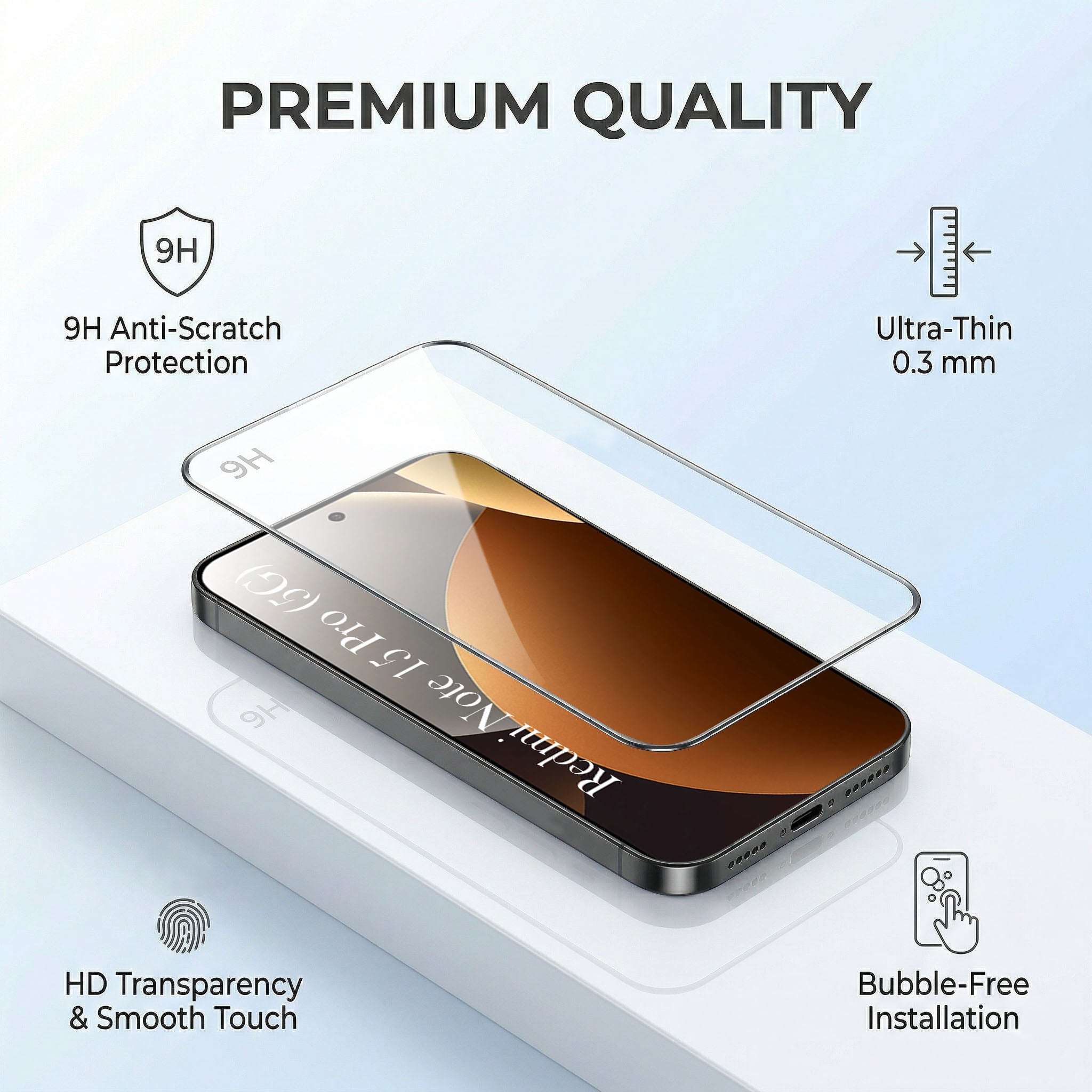 For Xiaomi Redmi Note 15 Pro 5G Combo (Textured Grip Design | Micro-Fiber Cloth Inside | Oleophobic Coating Screen Glass)