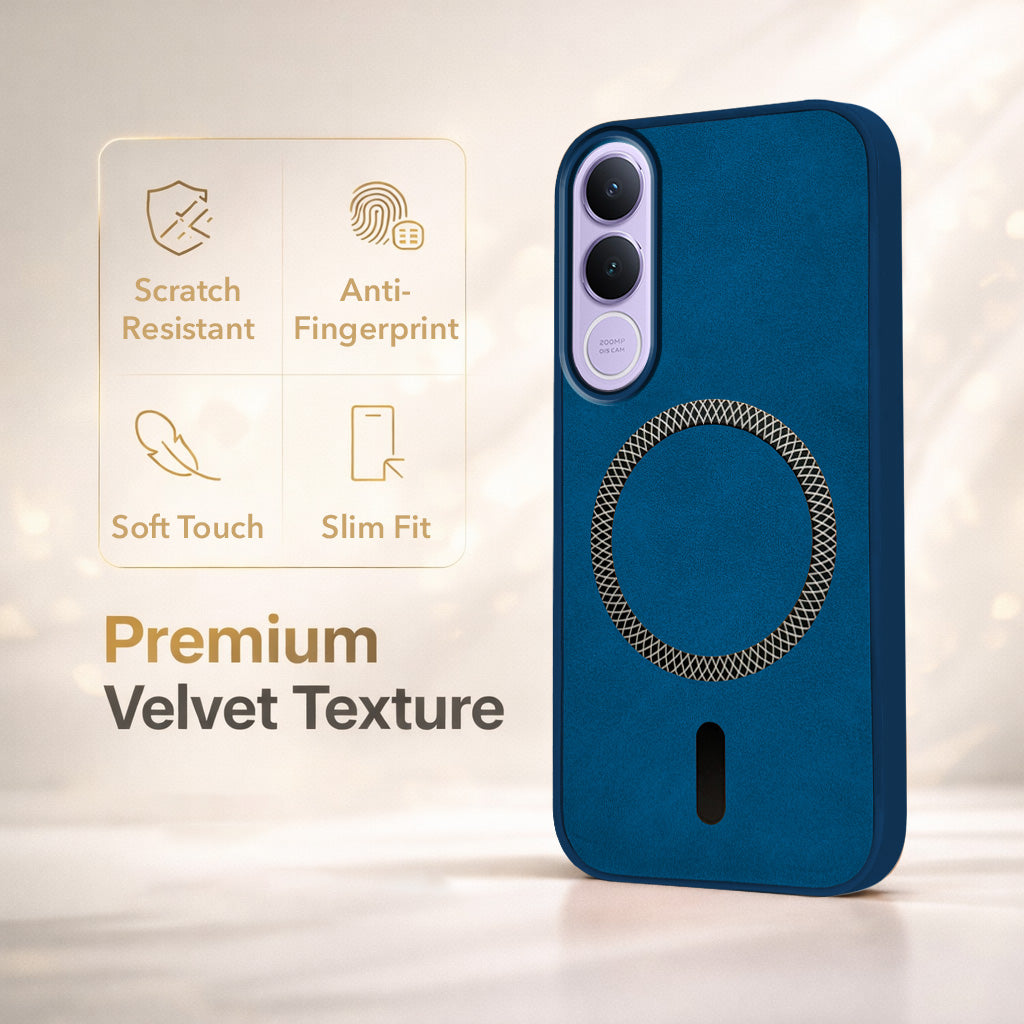 For Vivo V70 FE 5G Back Cover Case Leather Finish (MagSafe Compatible Wireless Charging | Soft Touch | Camera Bump Protection)