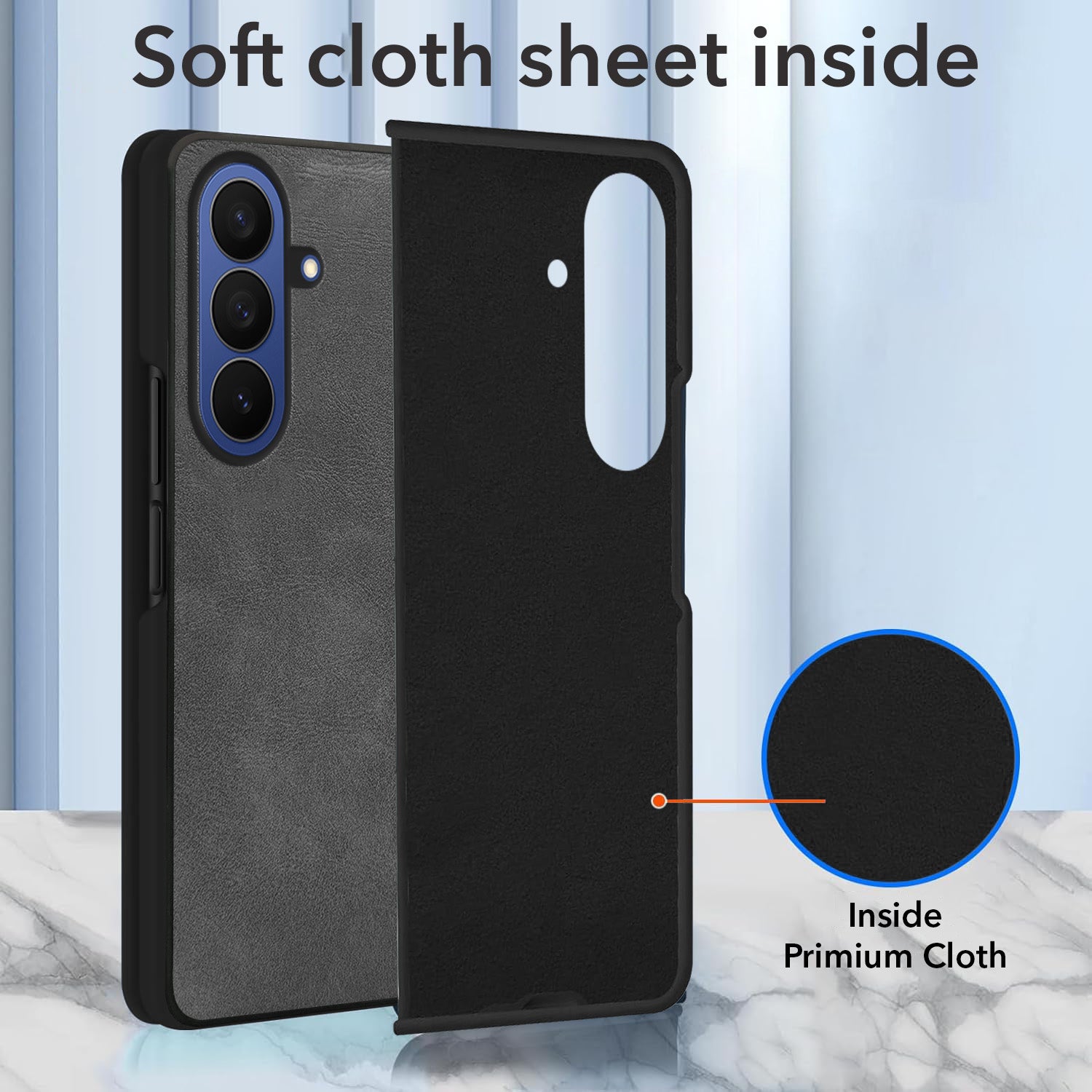 For Samsung Galaxy Z Fold 7 Back Case Cover Premium Genuine Leather (Integrated Front Screen Protector | Inside Microfiber Cloth)