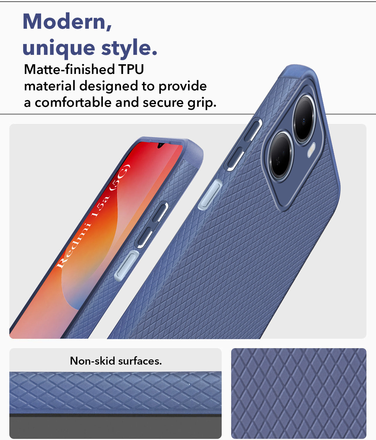For Redmi 15A 5G Back Cover Case Liquid Silicone (Camera Protection | Side Grip Texture | Soft and Flexible)