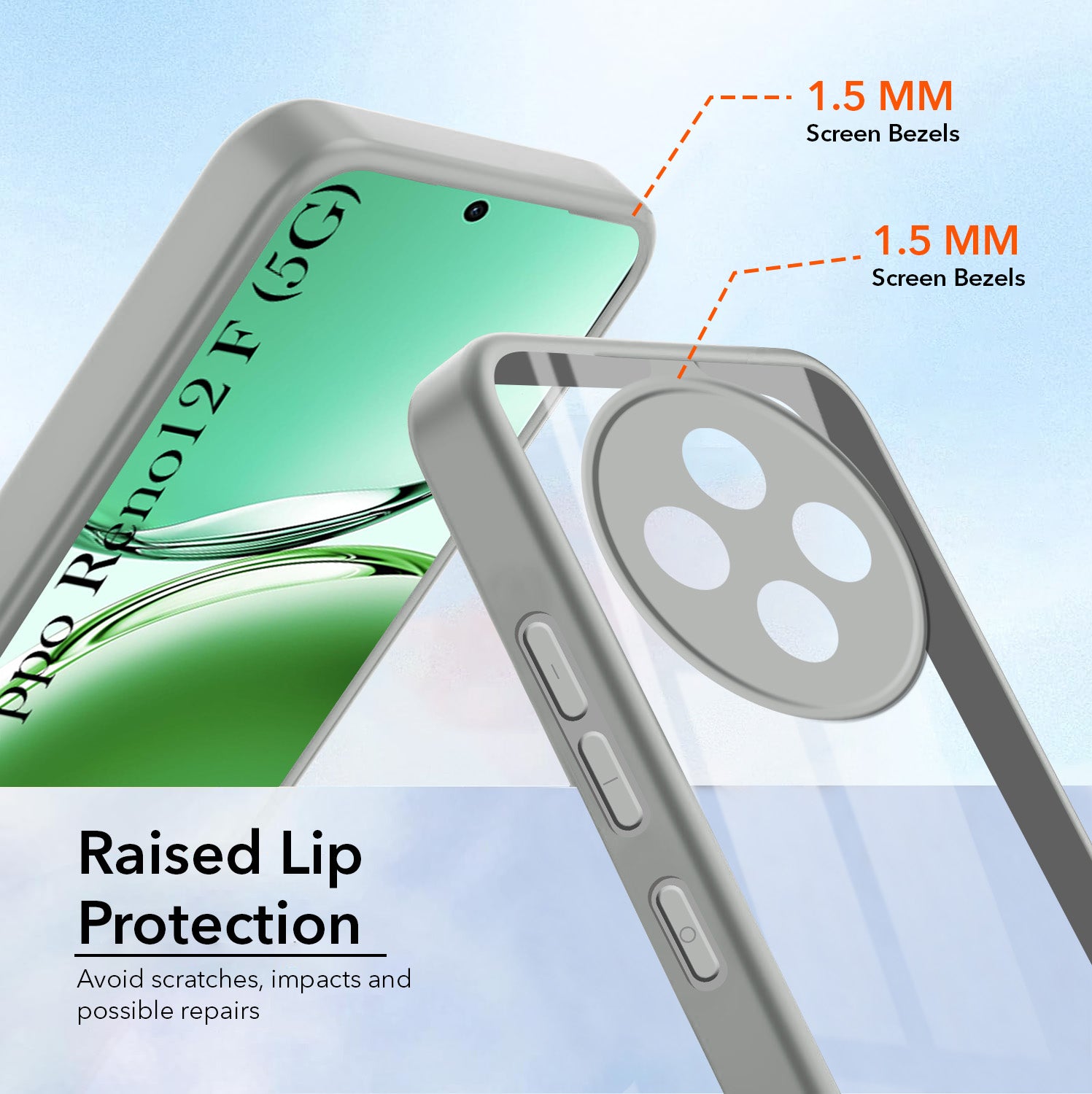 For Oppo Reno 12F Back Cover Case (Lifetime Anti Yellow | Anti Scratch | Crystal Clear Shockproof)