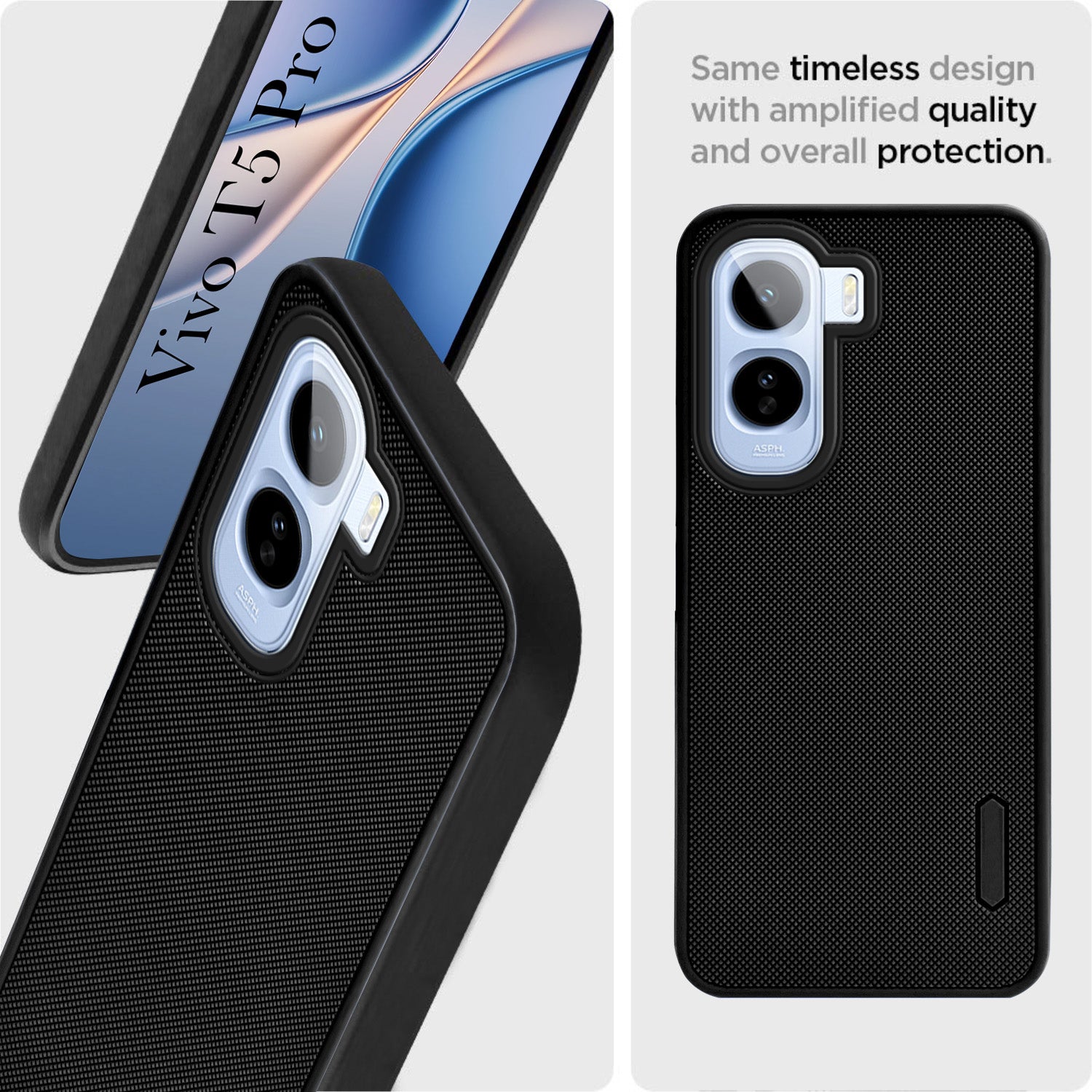For Vivo T5 Pro 5G Back Cover Case Rubberised (Textured Grip Design| Micro-Fiber Cloth Inside | Slim and Light Weight | Soft Touch and Feel)