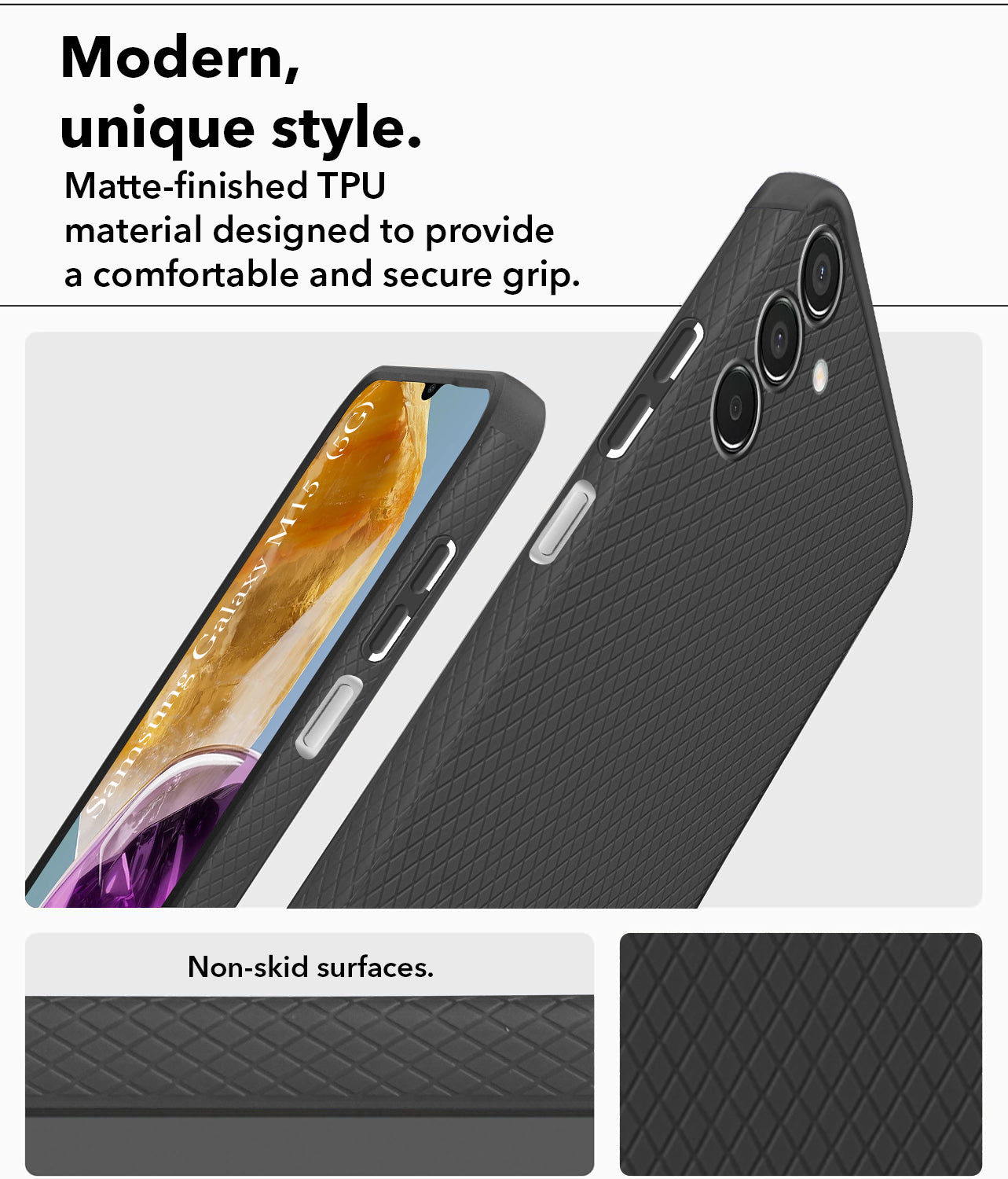 For Samsung Galaxy M15 5G Back Cover Case (Liquid Silicone | Side Grip | Camera Protection)