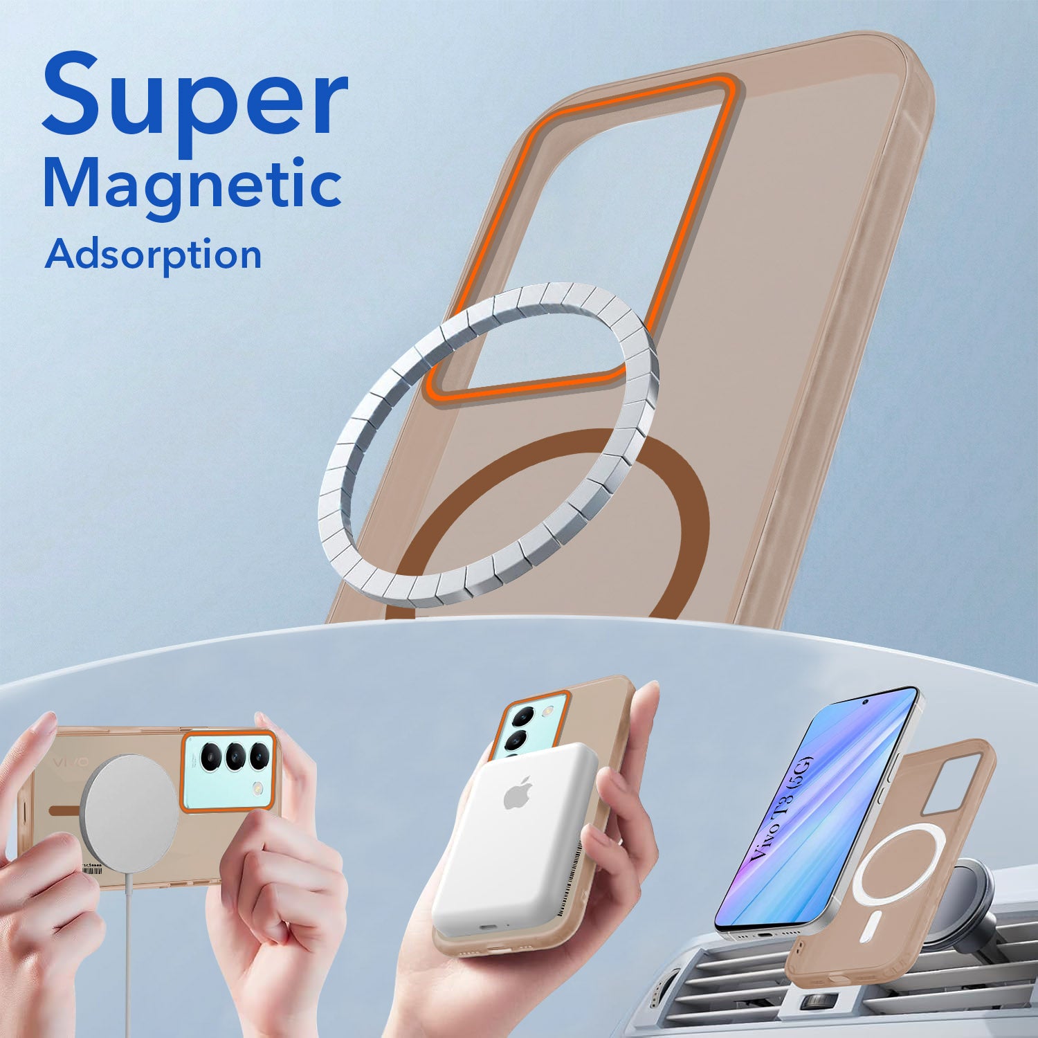 For Vivo T3 5G Back Cover Case (Soft Touch | Camera Bump Protection | MagSafe Compatible | Matte Finish)