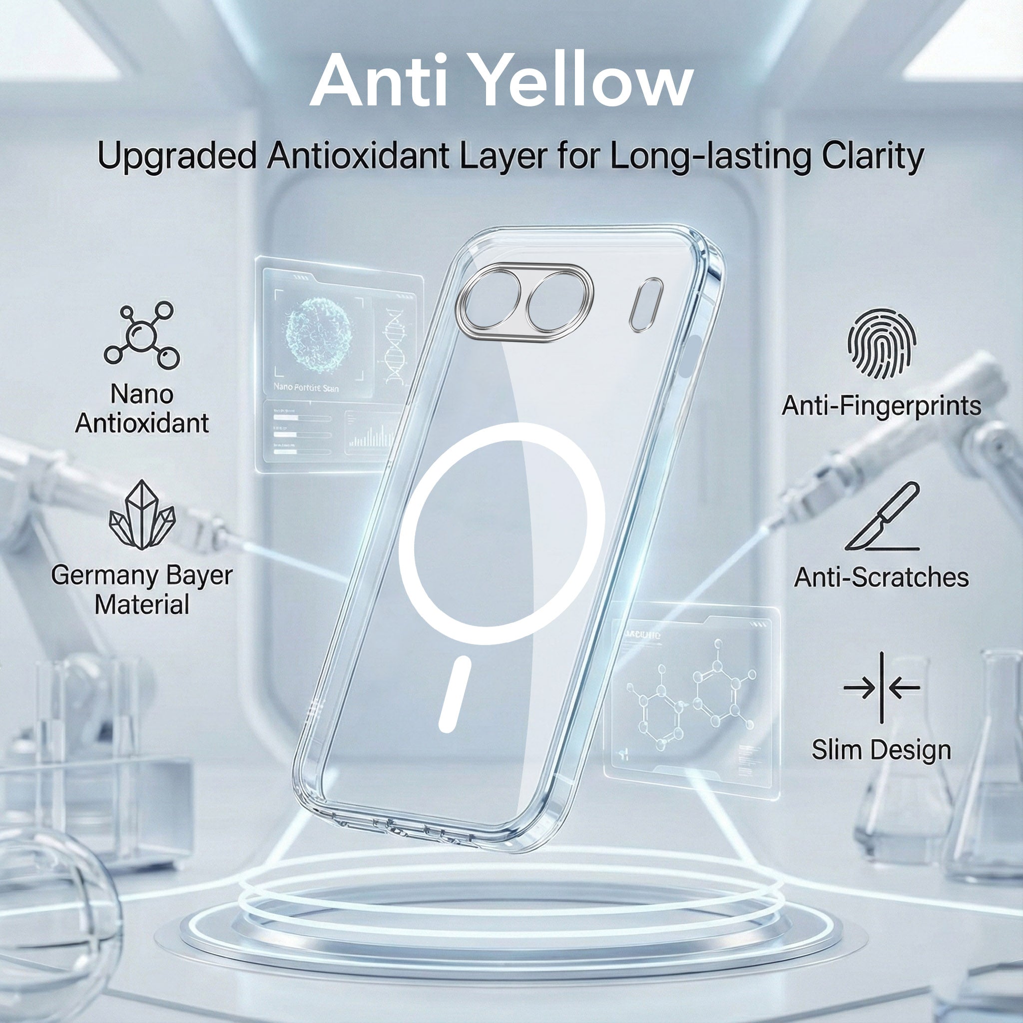 For Oneplus Nord 4 Back Cover Case Lifetime Anti-Yellow MagSafe Compatible Clear (Sleek Hard Crystal | Shockproof and Camera Protection