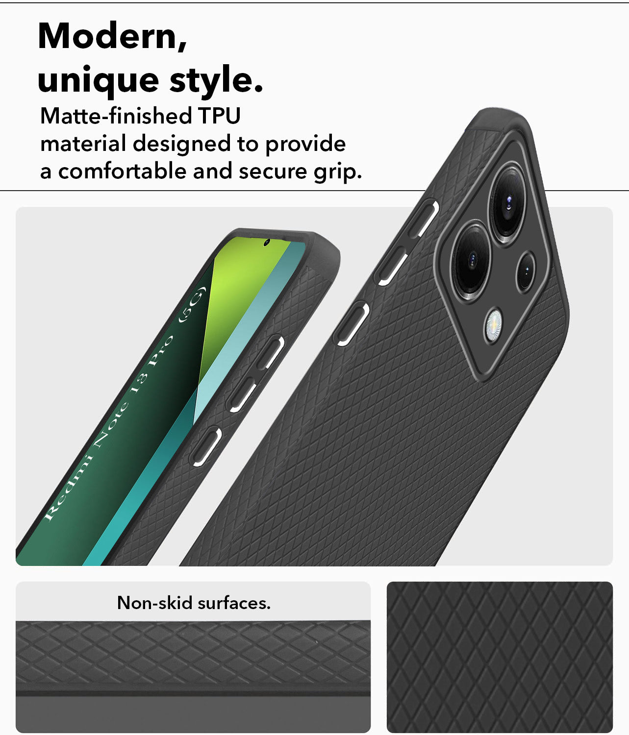 For Redmi Note 13 Pro Back Cover Case (Liquid Silicone | Side Grip | Camera Protection)