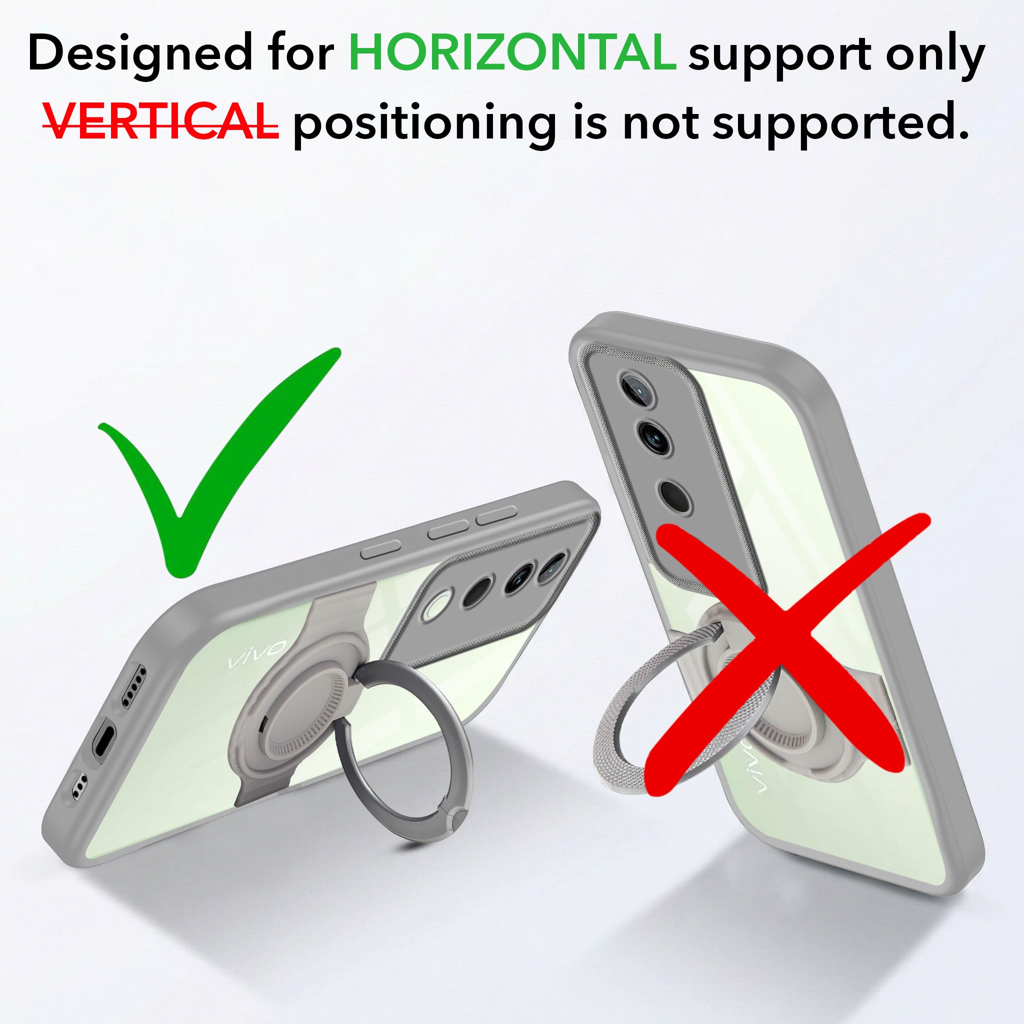 For Vivo T3 Ultra Back Cover Case with stand (Built-in Ring Holder Kickstand | Lifetime Anti Yellow | Camera Protection)