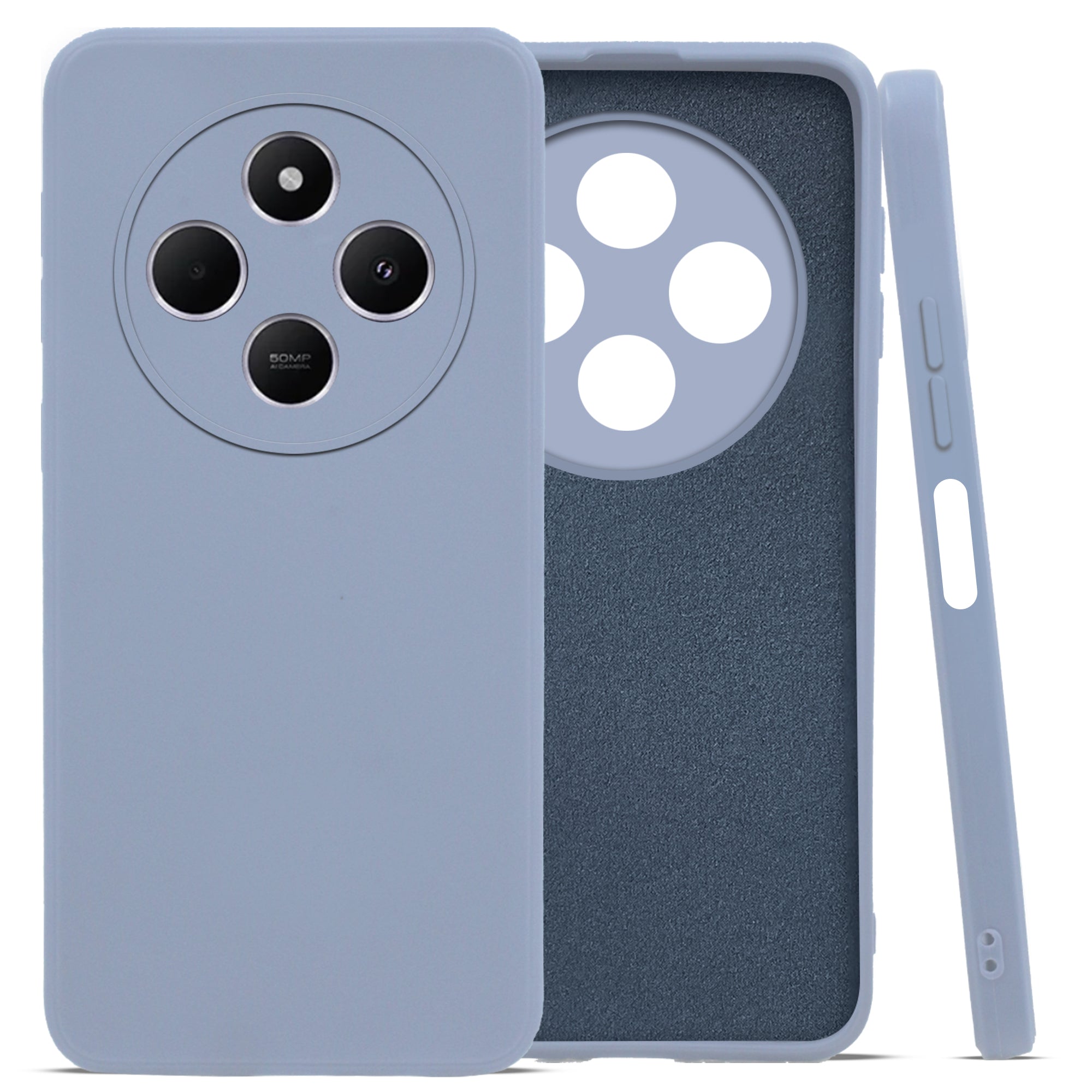 For Poco C75 | Poco M7 Back Cover Case ( Matte Finish Silicone with Inside Fiber cloth)