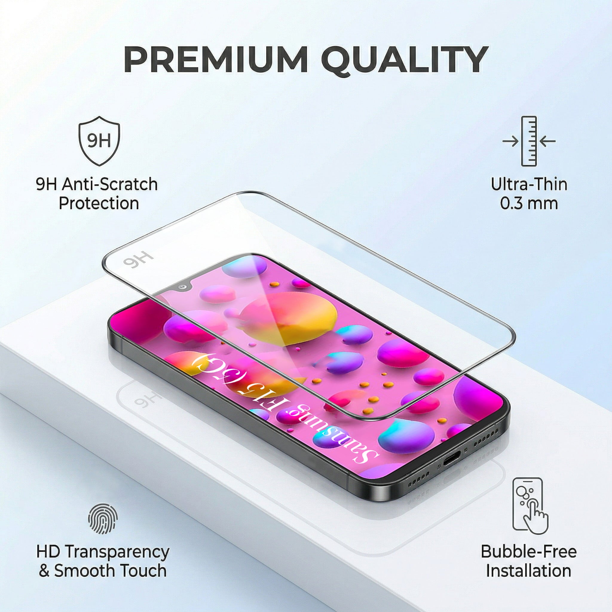 For Samsung Galaxy F15 5G Combo with Back Cover and 9H Tempered Glass (Textured Grip Design | Micro-Fiber Cloth Inside | Oleophobic Coating Screen Glass)