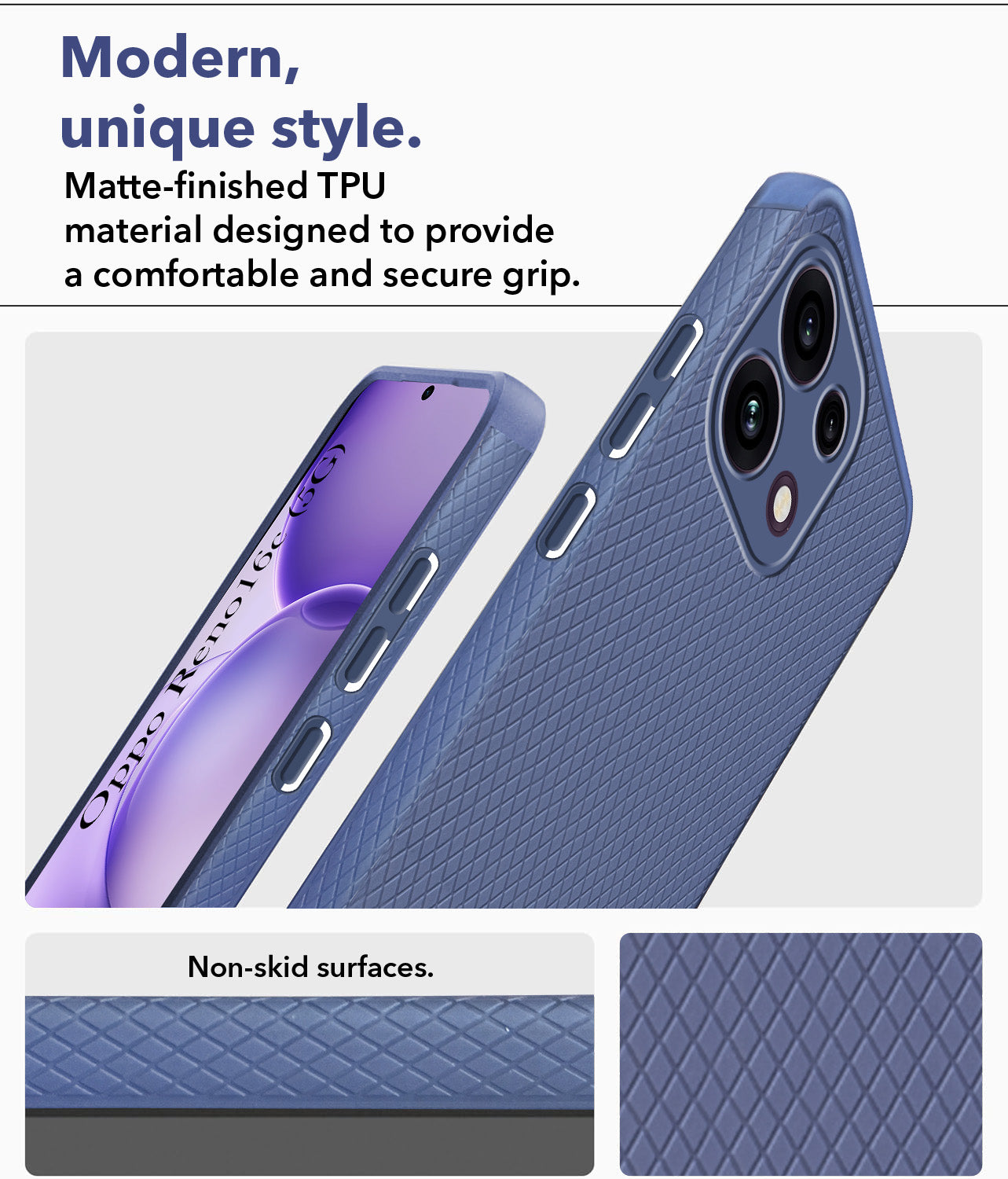 For Oppo Reno 16C 5G Back Cover Case Liquid Silicone (Camera Protection | Side Grip Texture | Soft and Flexible)