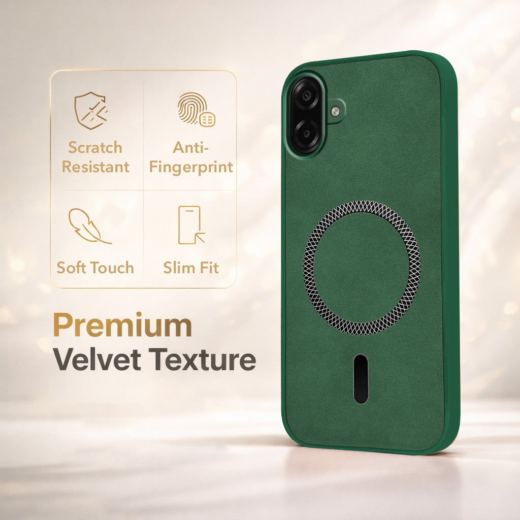 For Samsung Galaxy M07 | Samsung Galaxy F07 Back Cover Case Leather Finish (MagSafe Compatible Wireless Charging | Soft Touch | Camera Bump Protection)