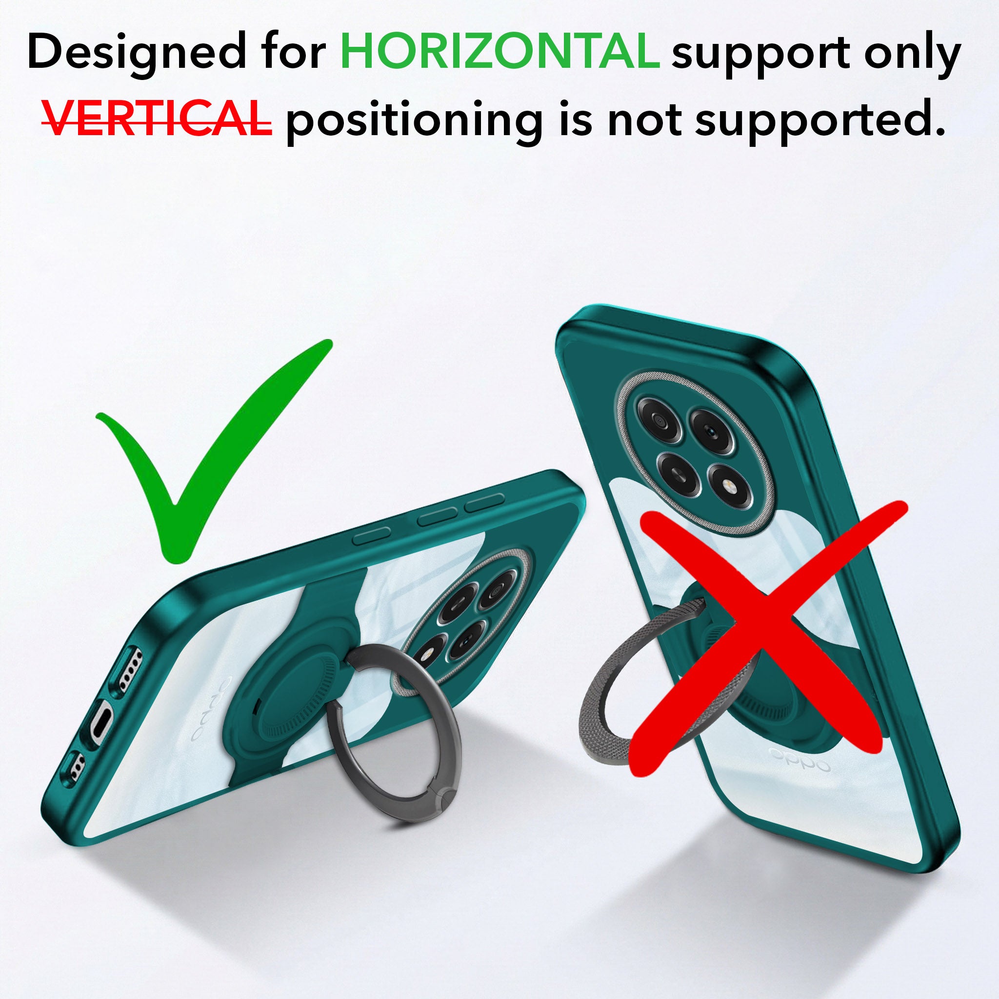 For Oppo F29 Back Cover Case with stand (Built-in Ring Holder Kickstand | Lifetime Anti Yellow | Camera Protection)