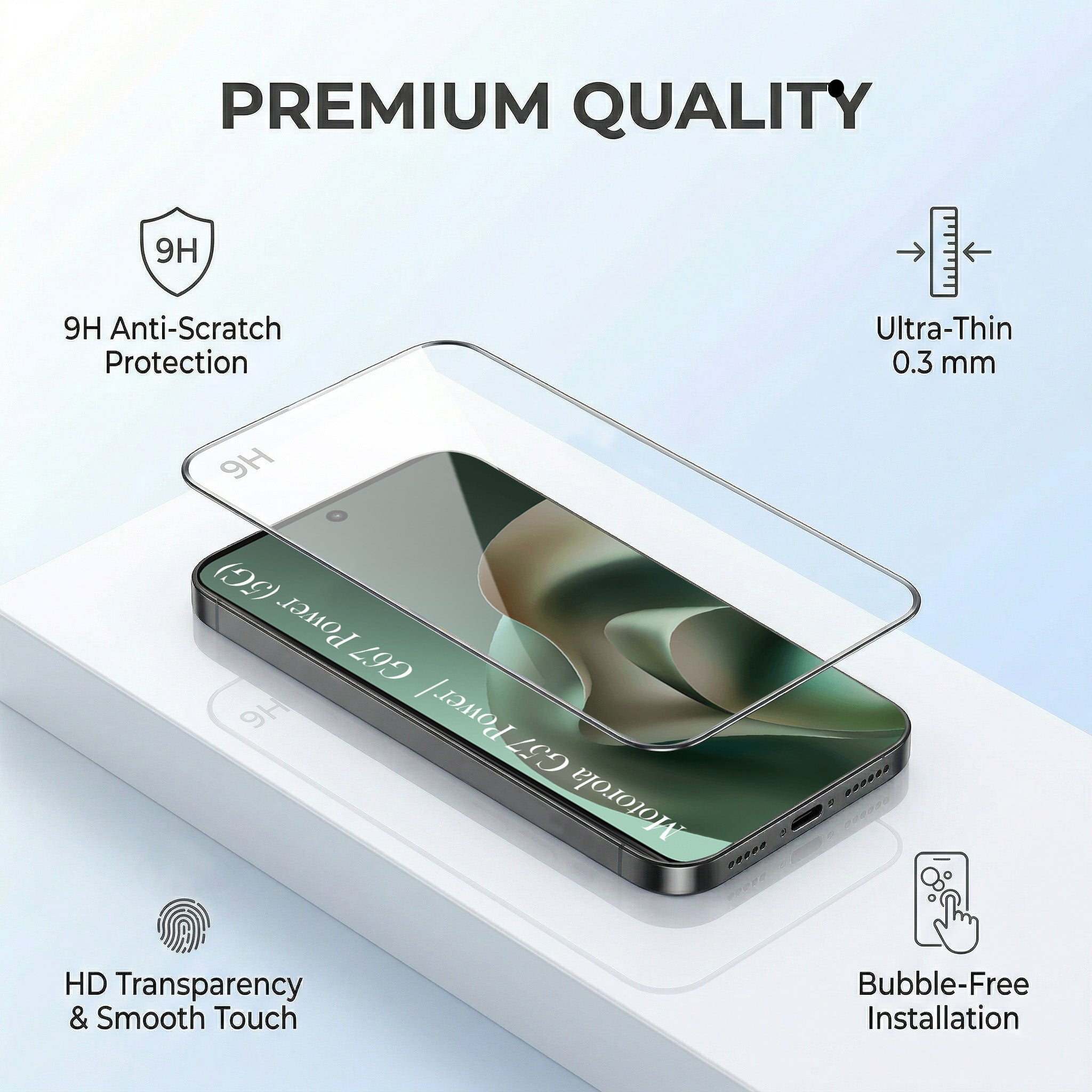 For Motorola Moto G67 Power | G57 Power Combo with Back Cover and 9H Tempered Glass (Liquid Silicone | Camera Protection | Oleophobic Coating Screen Glass)