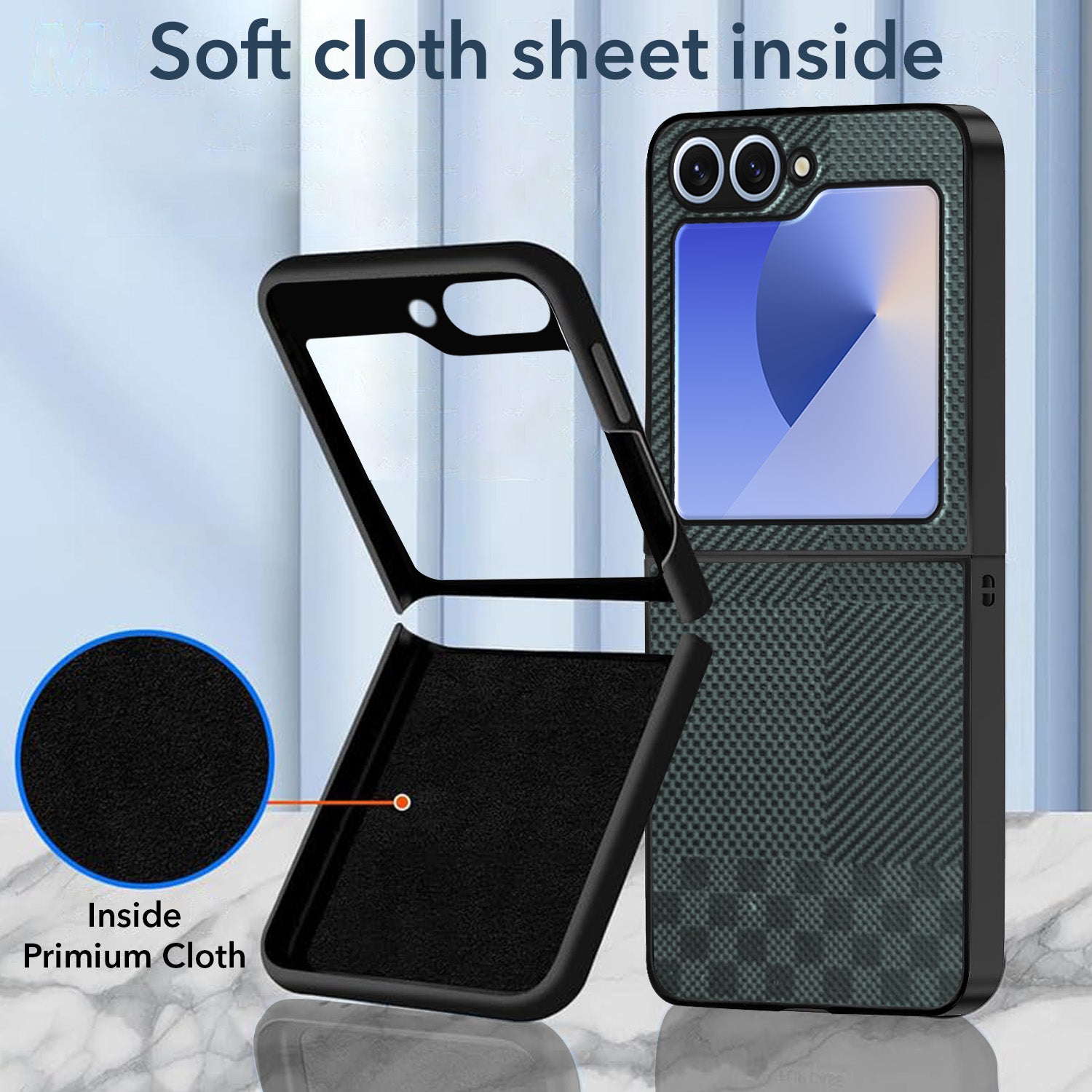 For Samsung Galaxy Z Flip 6 5G | Samsung Galaxy Z Flip 7 FE Back Flip Case Cover (Craft Printed Design | Hybrid Texture | Inside Microfiber Cloth)