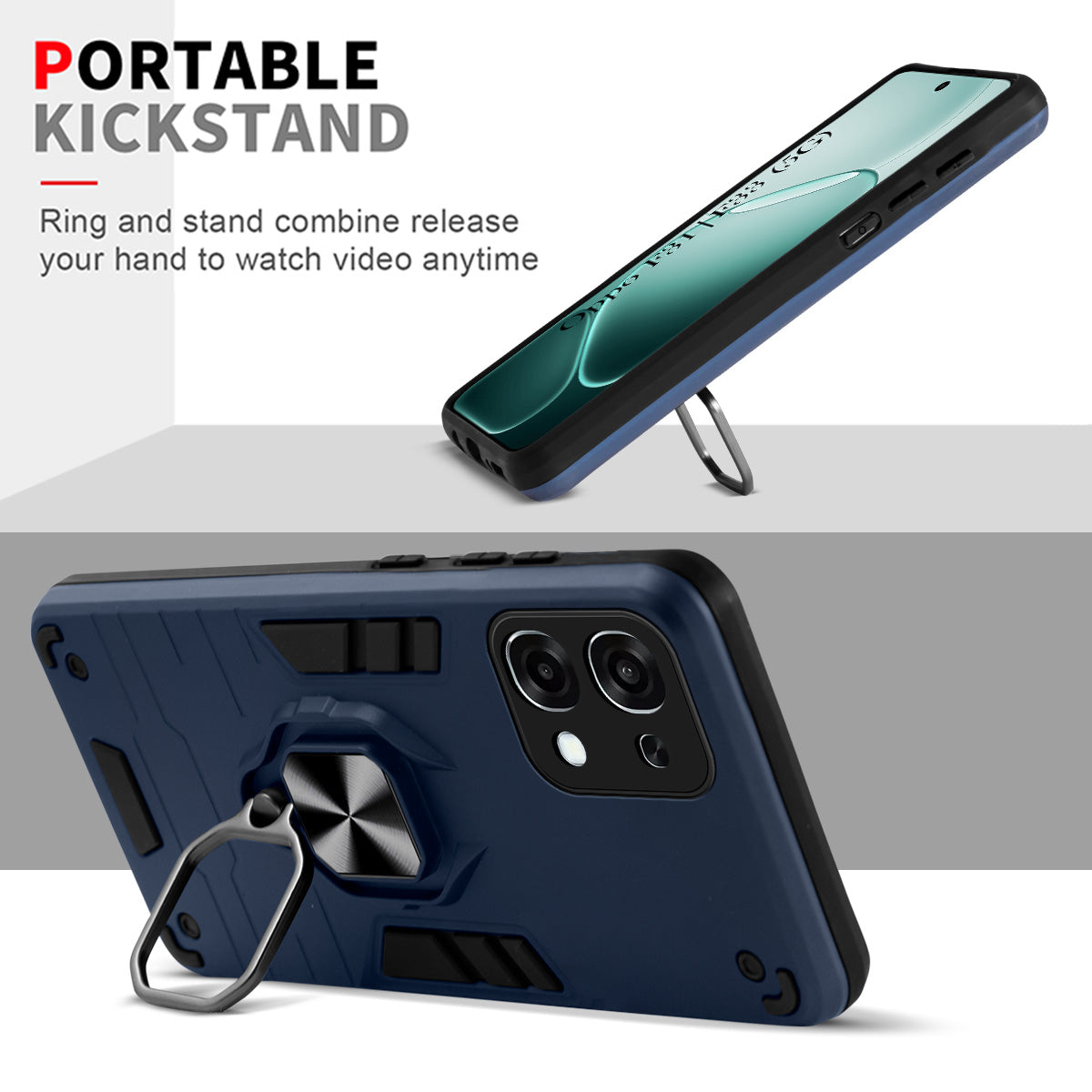For Oppo F31 5G | Oppo F33 5G Back Cover Case Hybrid Armor (Shockproof Dual Layer Polycarbonate |Ring Holder Kickstand)