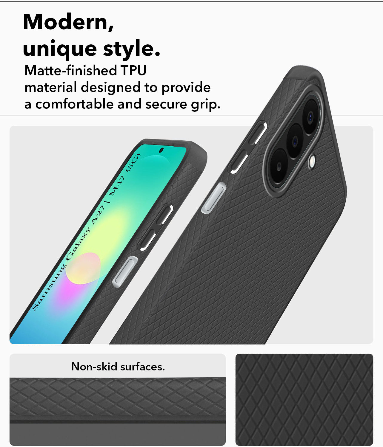 For Samsung Galaxy A27 5G | Samsung Galaxy M47 5G Back Cover Case Liquid Silicone (Camera Protection | Side Grip Texture | Soft and Flexible)