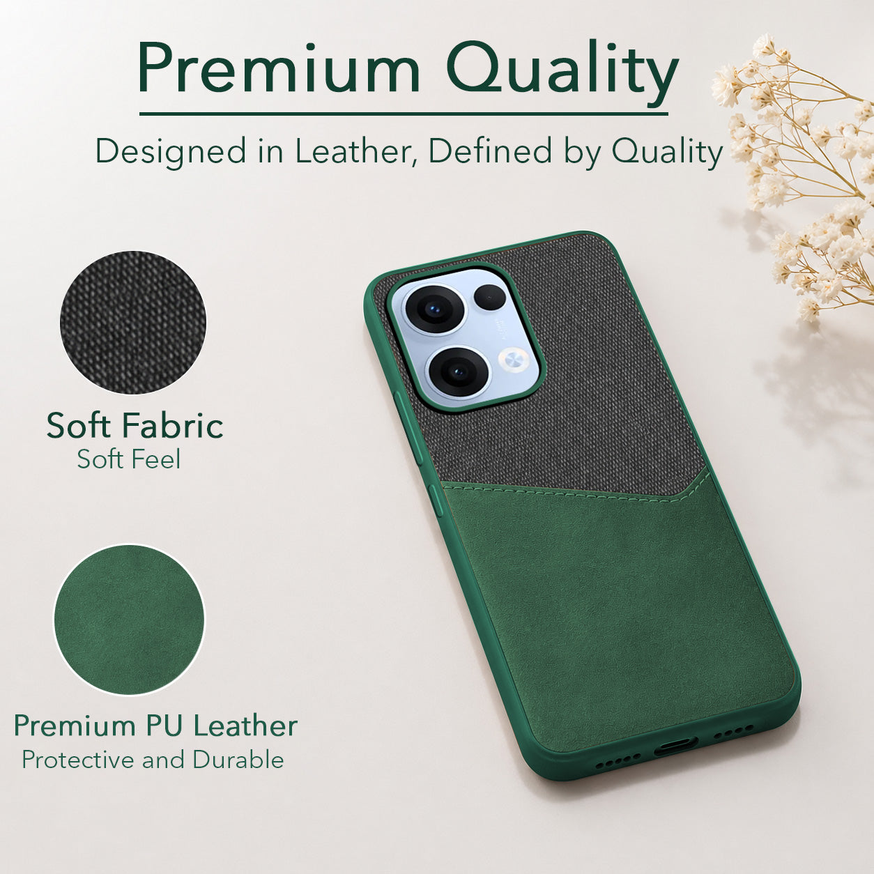 For Oppo Reno13 | Oppo Reno 13 Back Cover Case (Dual PU Leather Stitch | Professional Minimalist | Soft and Flexible)