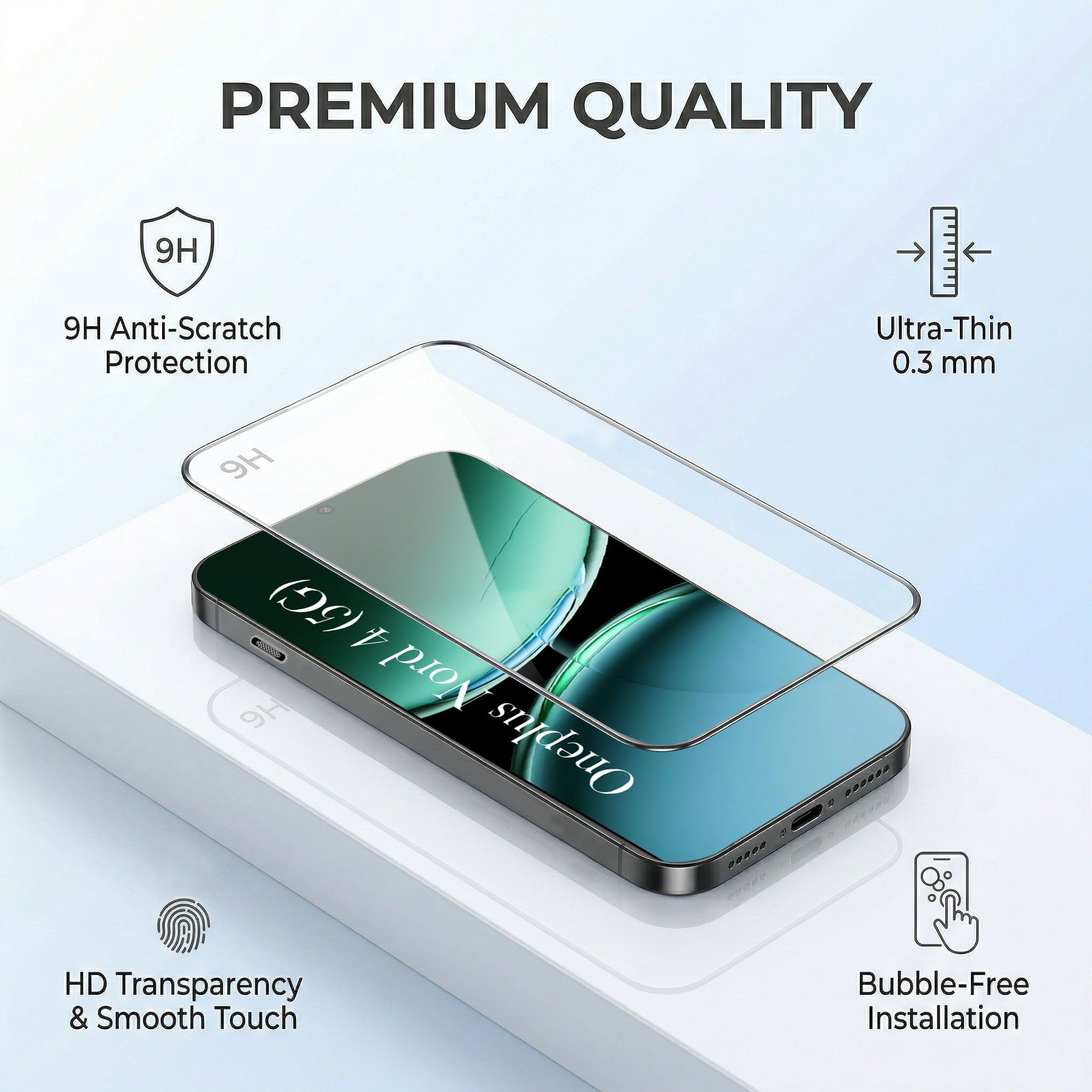 For Oneplus Nord 4 Combo with Back Cover and 9H Tempered Glass (Lifetime Anti-Yellow | Sleek Hard Crystal | Oleophobic Coating Screen Glass)
