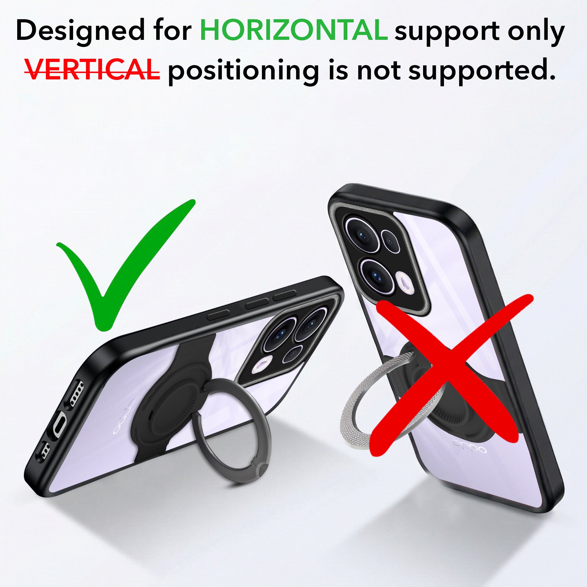 For Oppo Reno13 Pro 5G | Oppo Reno 13 Pro 5G Back Cover Case with stand (Built-in Ring Holder Kickstand | Lifetime Anti Yellow | Camera Protection)