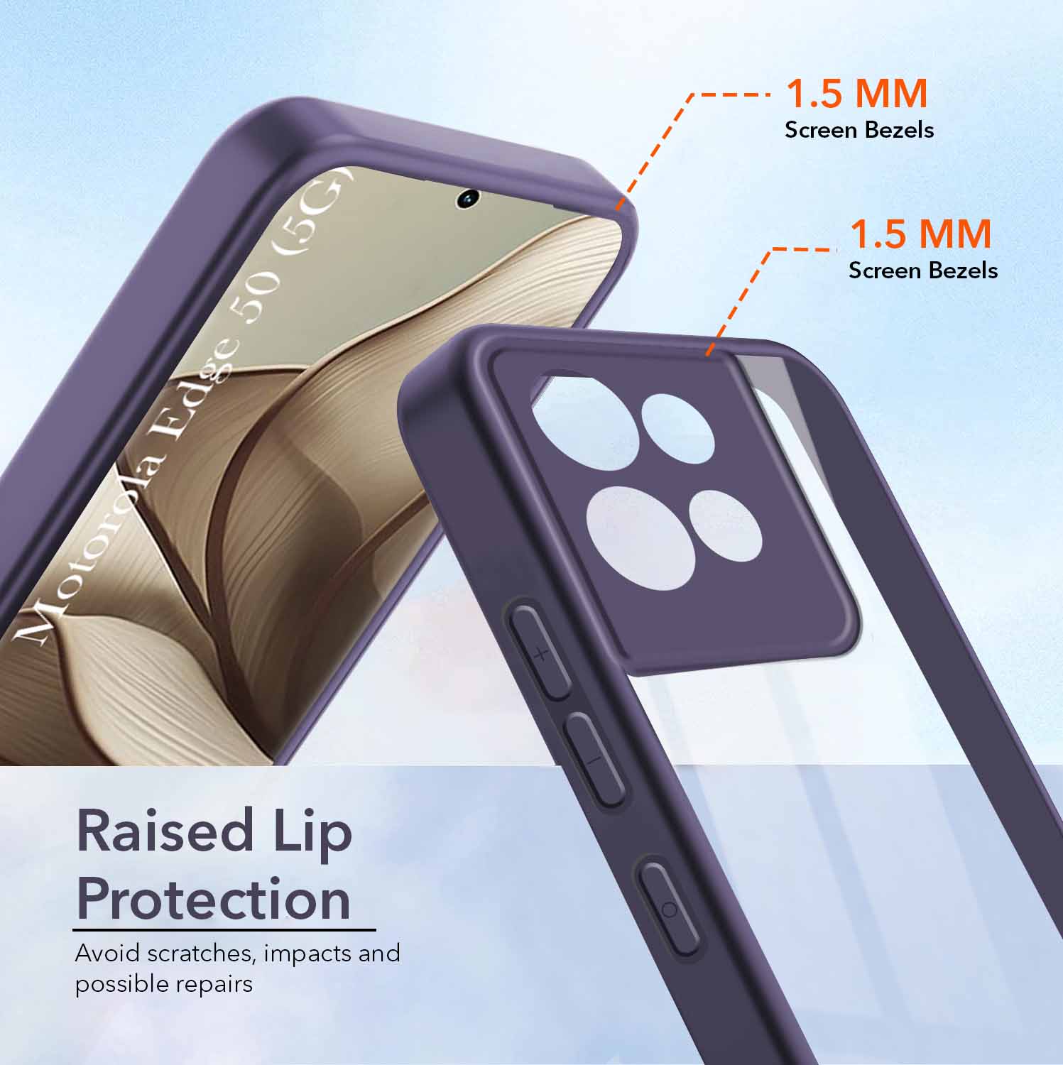 For Motorola Moto Edge 50 5G Back Cover Case (Lifetime Anti Yellow | Anti Scratch | Crystal Clear Shockproof)