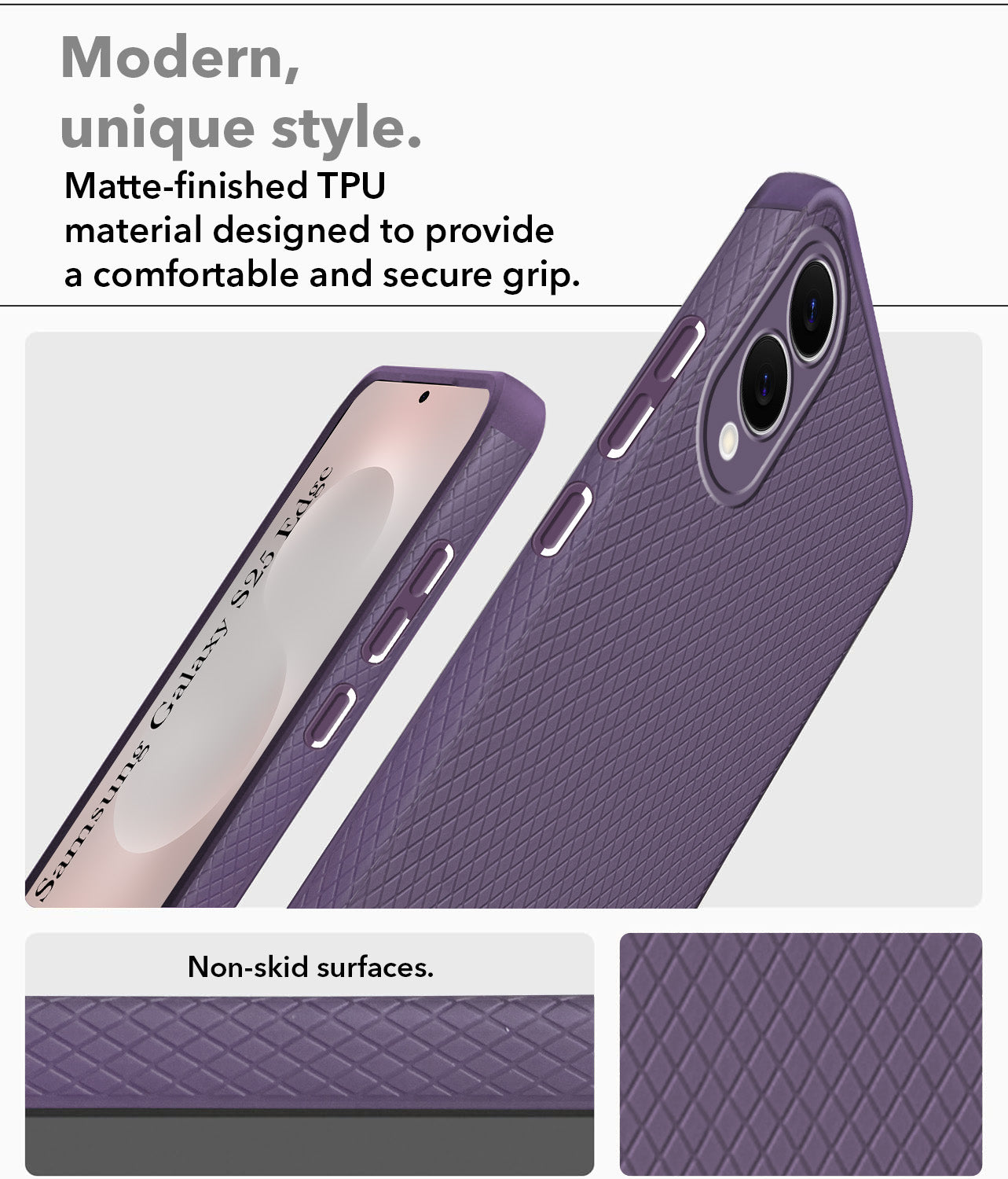 For Samsung Galaxy S25 Edge Back Cover Case (Liquid Silicone | Side Grip | Camera Protection)