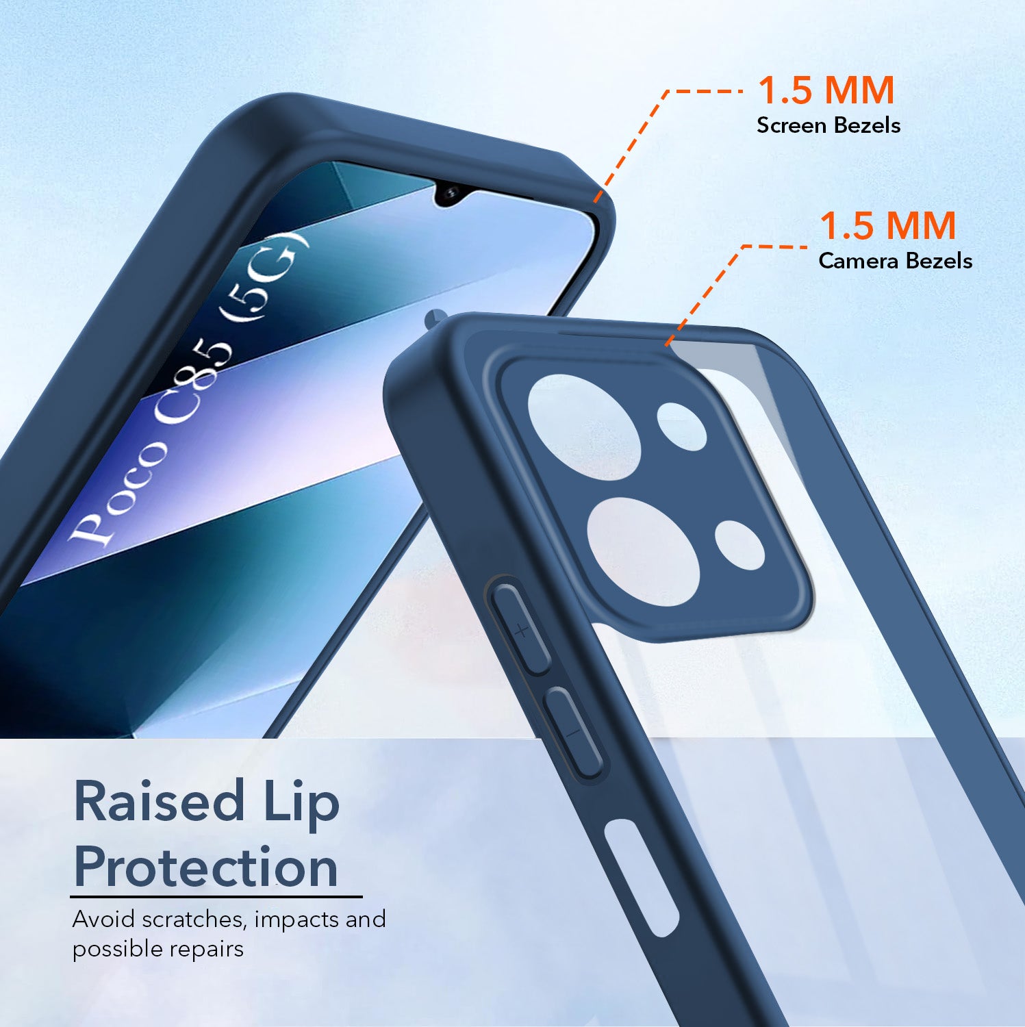 For Poco C85 5G Back Cover Case Ultra-Hybrid (Lifetime Anti Yellow | Anti Scratch | Crystal Clear Shockproof)