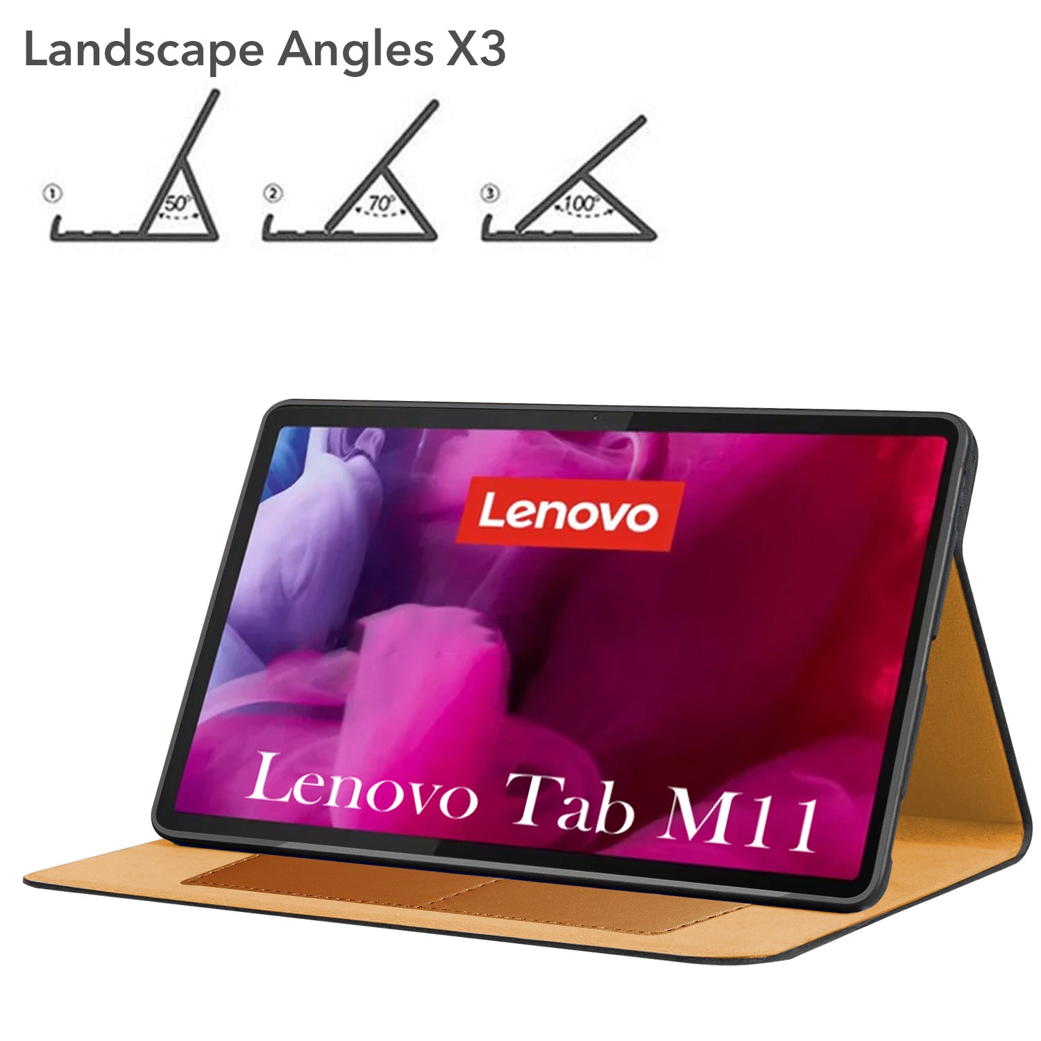 For Lenovo Tab M11 11 Inch TB330FU/TB330KU Flip Cover Folio Cover (PU Leather | Multi-Angle Smart Stand | Card Storage Slots | Silicone Back Pouch)