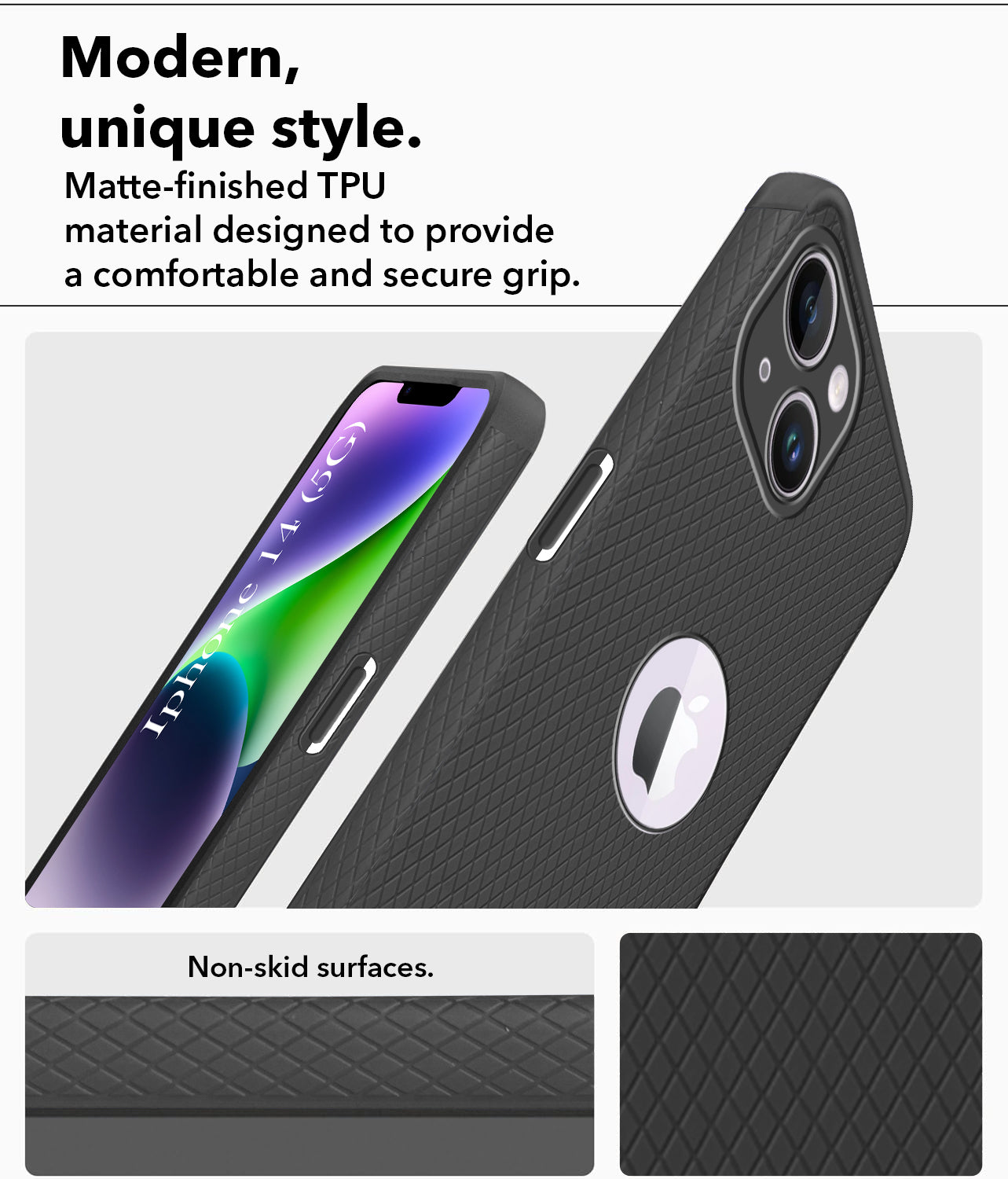 For Apple iPhone 14 Back Cover Case Liquid Silicone (Camera Protection | Side Grip Texture | Soft and Flexible)