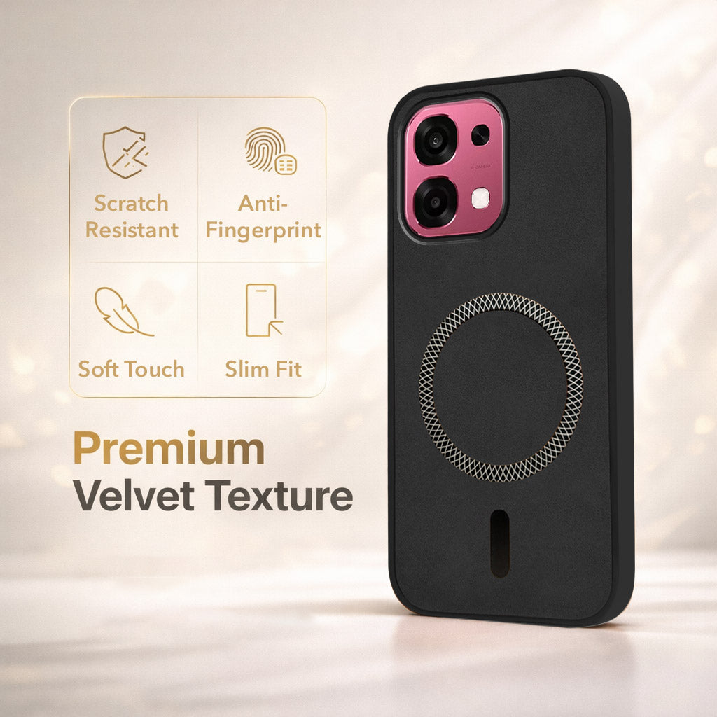 For Oppo F31 5G | Oppo F33 5G Back Cover Case Leather Finish (MagSafe Compatible Wireless Charging | Soft Touch | Camera Bump Protection)